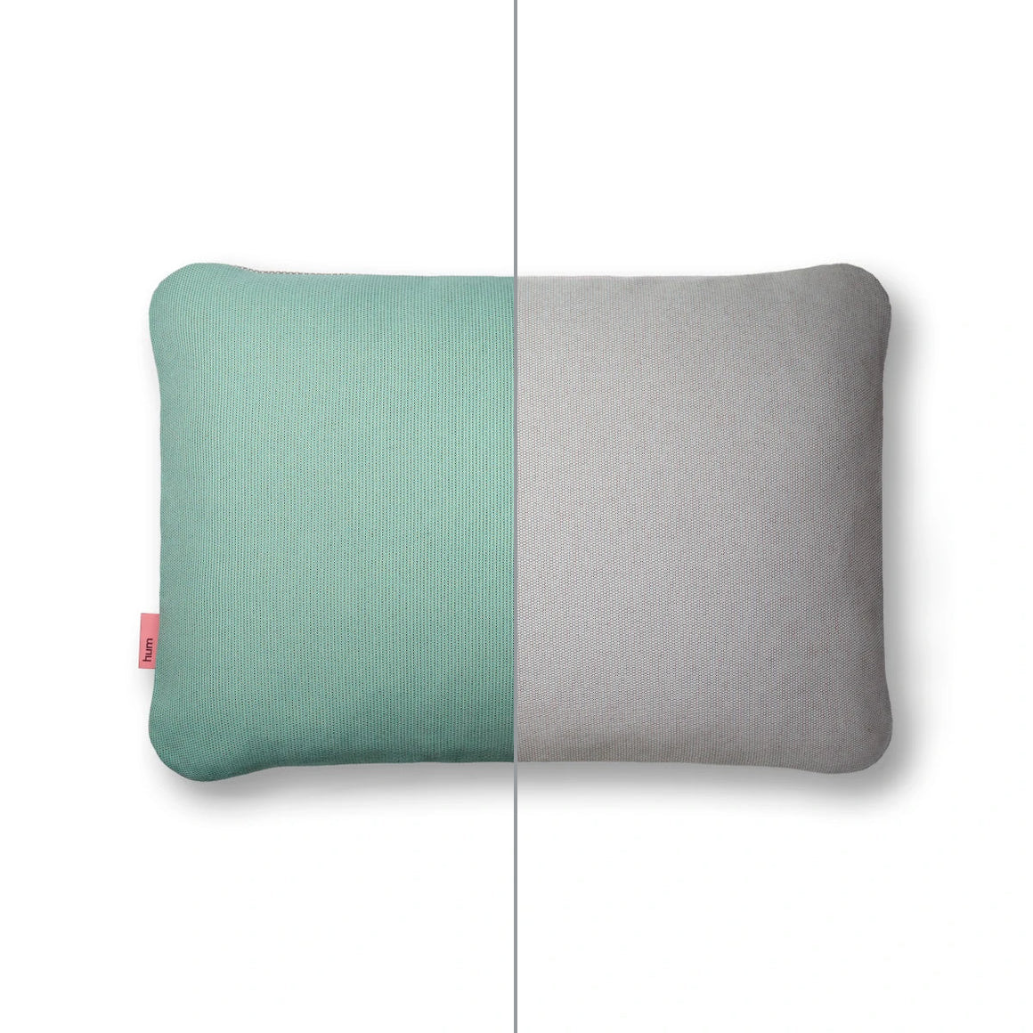 Zweifarbiges Zweifarbiges quadratisches Hum Outdoor Kissen Größe L in den Farben Türkis und Kreide