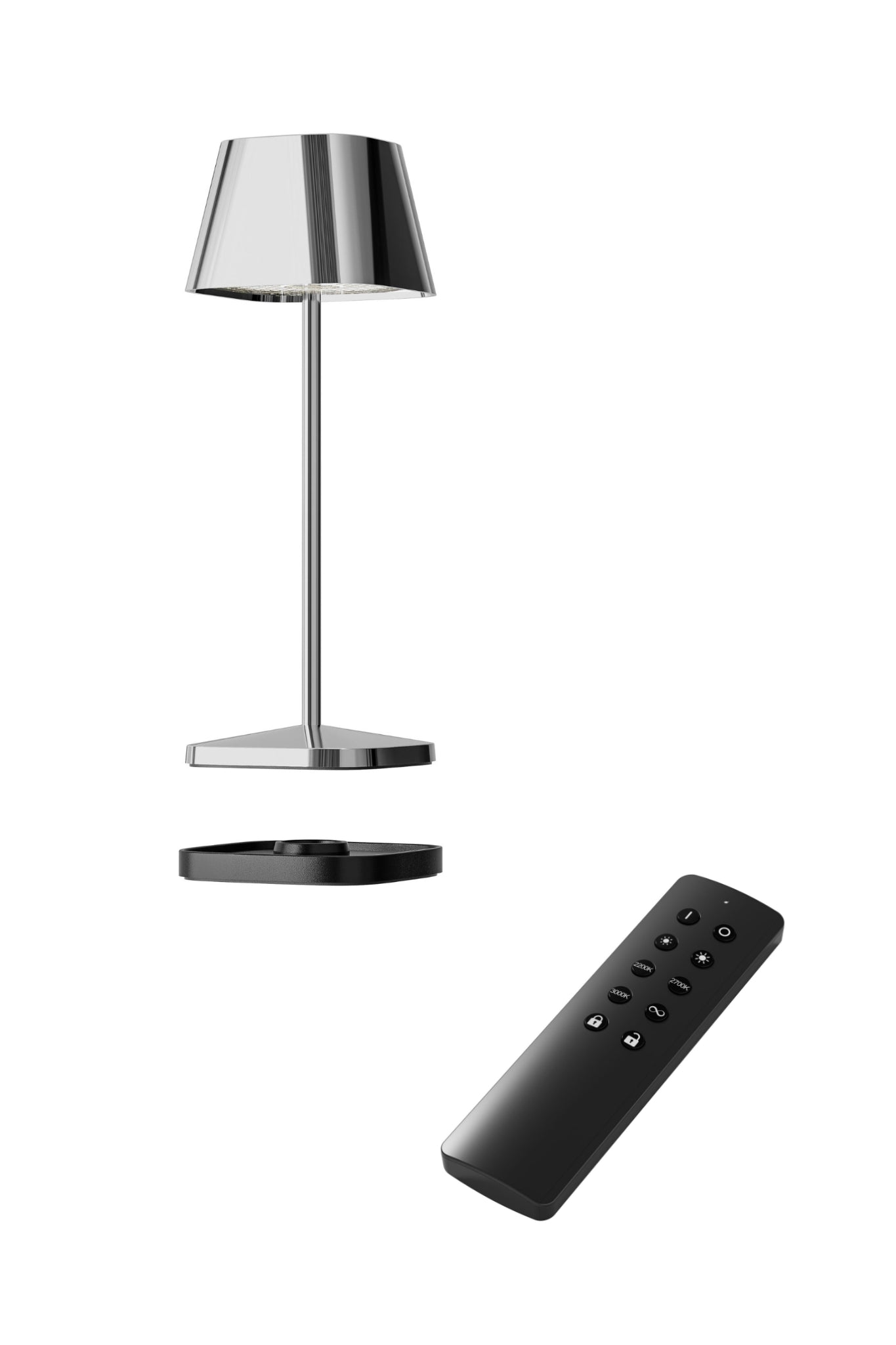 Akku Tischleuchte Neapel Micro RC von Villeroy & Boch, neue Generation, Farbe Chrom, mit Fernbedienung