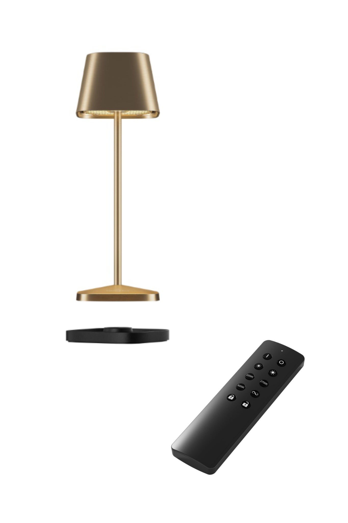 Akku Tischleuchte Neapel Micro RC von Villeroy & Boch, neue Generation, Farbe Gold gebürstet, mit Fernbedienung