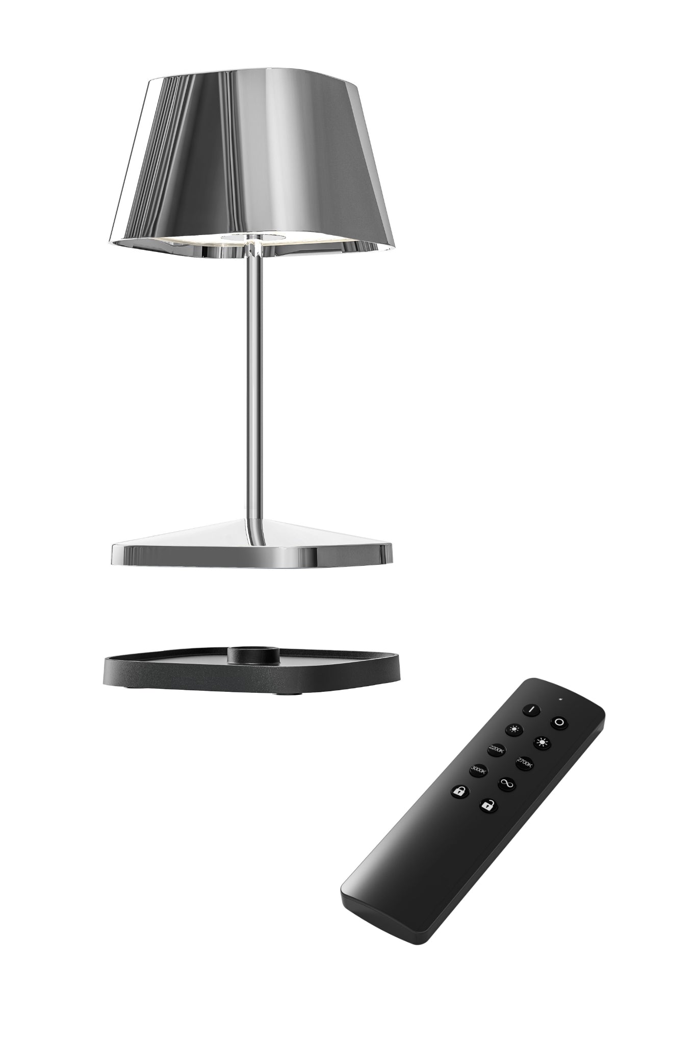 Akku Tischleuchte Neapel RC von Villeroy & Boch, neue Generation, Farbe Chrom, mit Fernbedienung