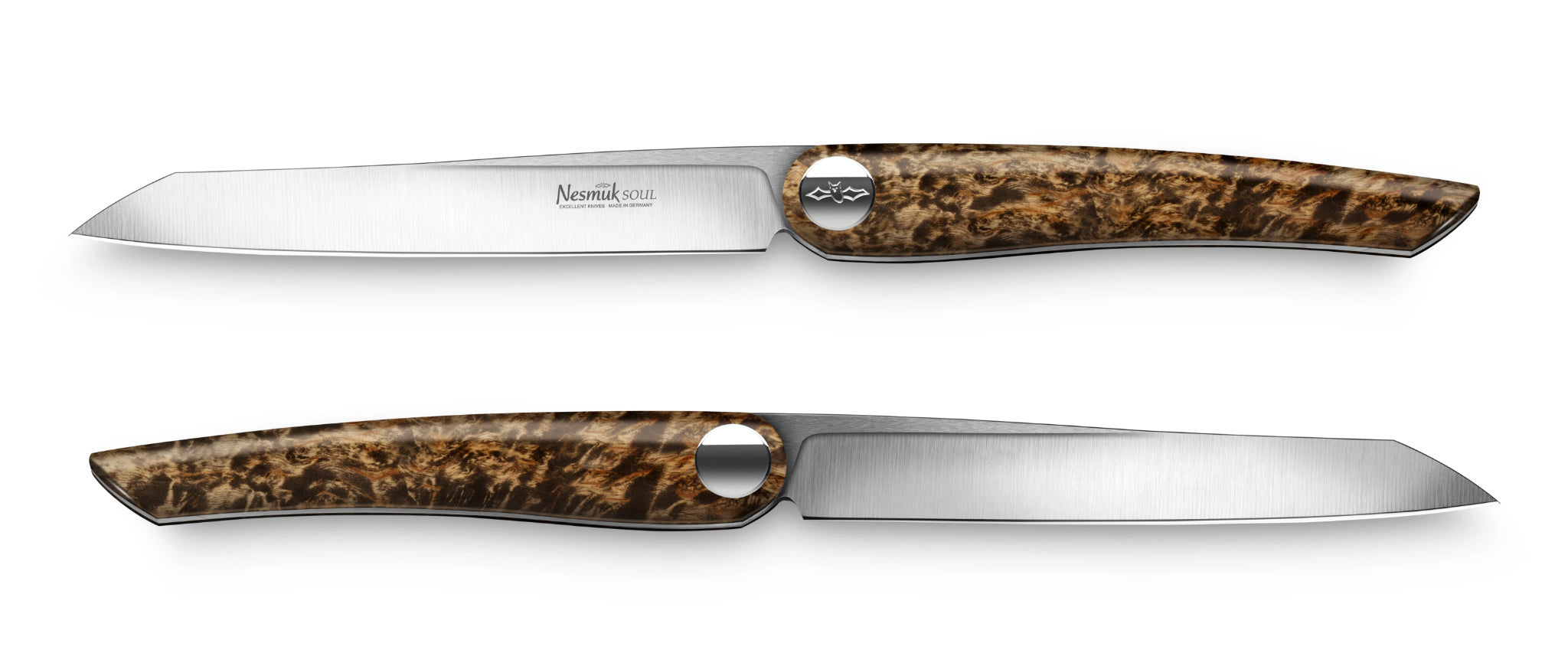 Nesmuk Steakmesser 2-er Set Soul mit Griff in Karelischer Maserbirke