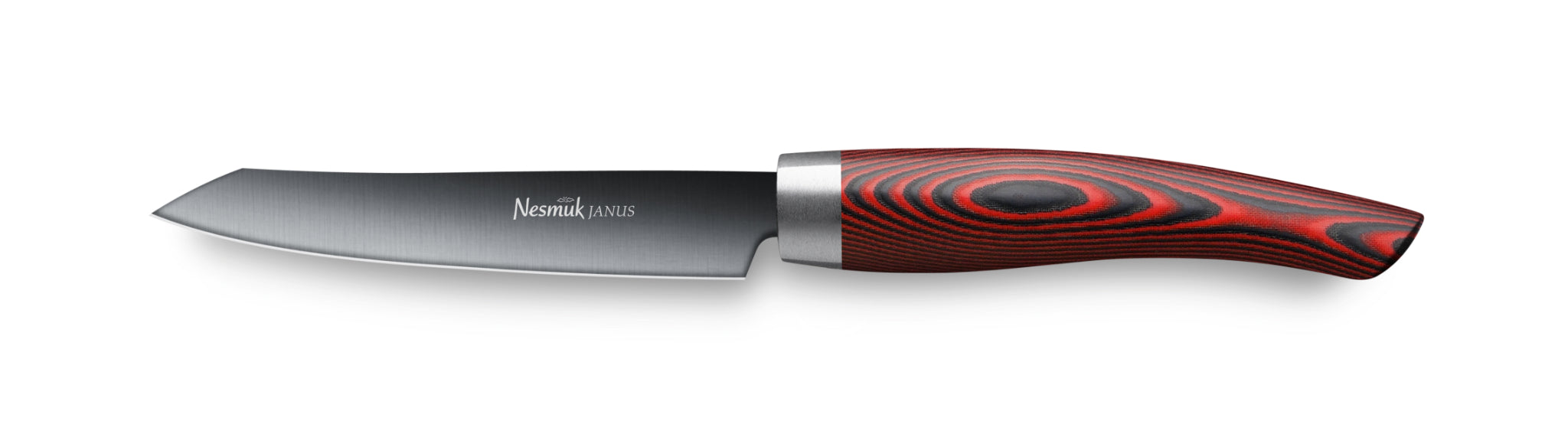 Officemesser Janus von Nesmuk mit schwarzer Klinge und Griff aus Hightech Kunststoff Micarta Red