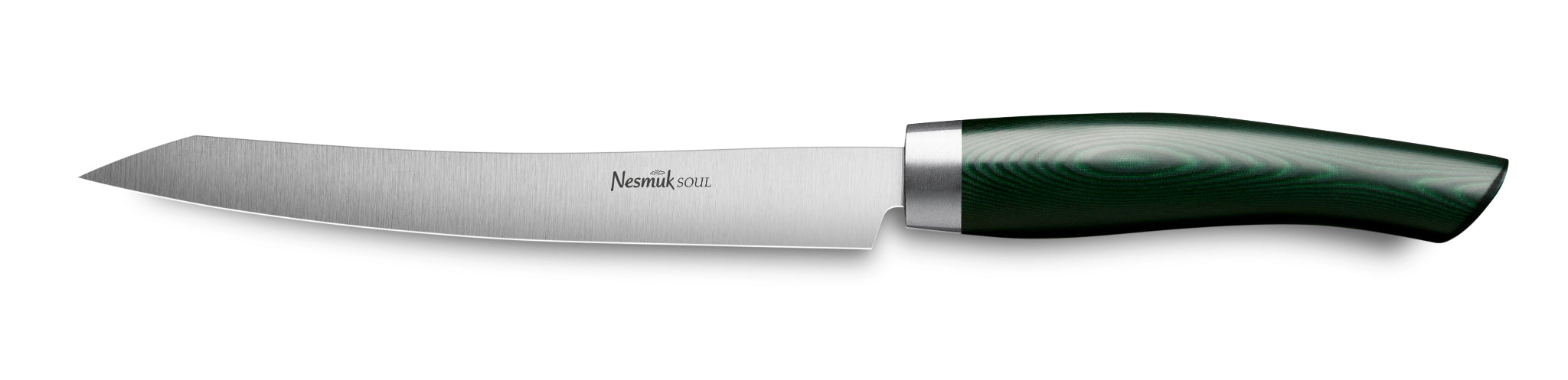 Tranchiermesser Soul von Nesmuk aus Niobstahl und Griff aus Hightech Kunststoff Micarta Green