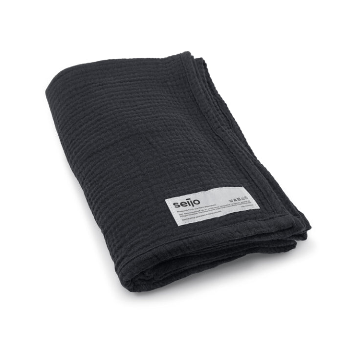 Musselin Tuch aus Bio-Baumwolle von Seijo, Farbe Schwarz, Größe M