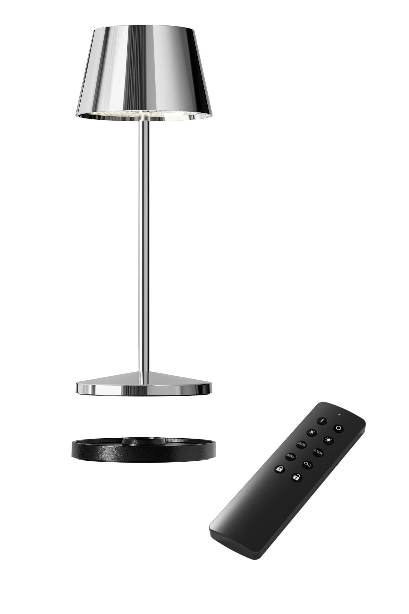 Akku Tischleuchte Seoul Micro RC von Villeroy & Boch, neue Generation, Farbe Chrom, mit Fernbedienung