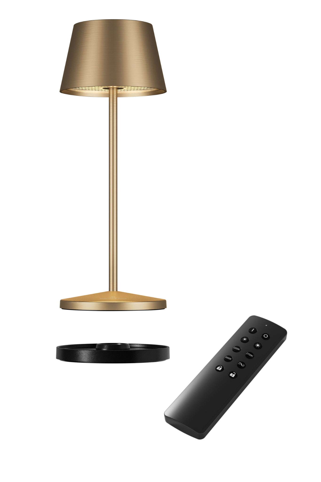 Akku Tischleuchte Seoul Micro RC von Villeroy & Boch, neue Generation, Farbe Gold gebürstet, mit Fernbedienung
