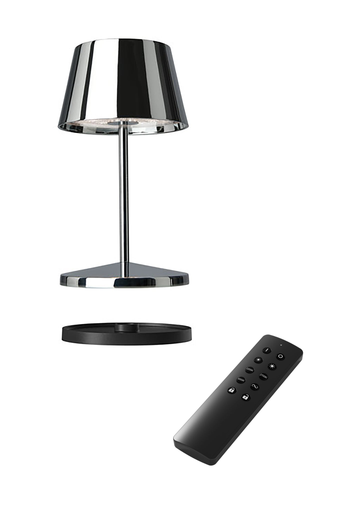 Akku Tischleuchte Seoul RC von Villeroy & Boch, neue Generation, Farbe Chrom, mit Fernbedienung