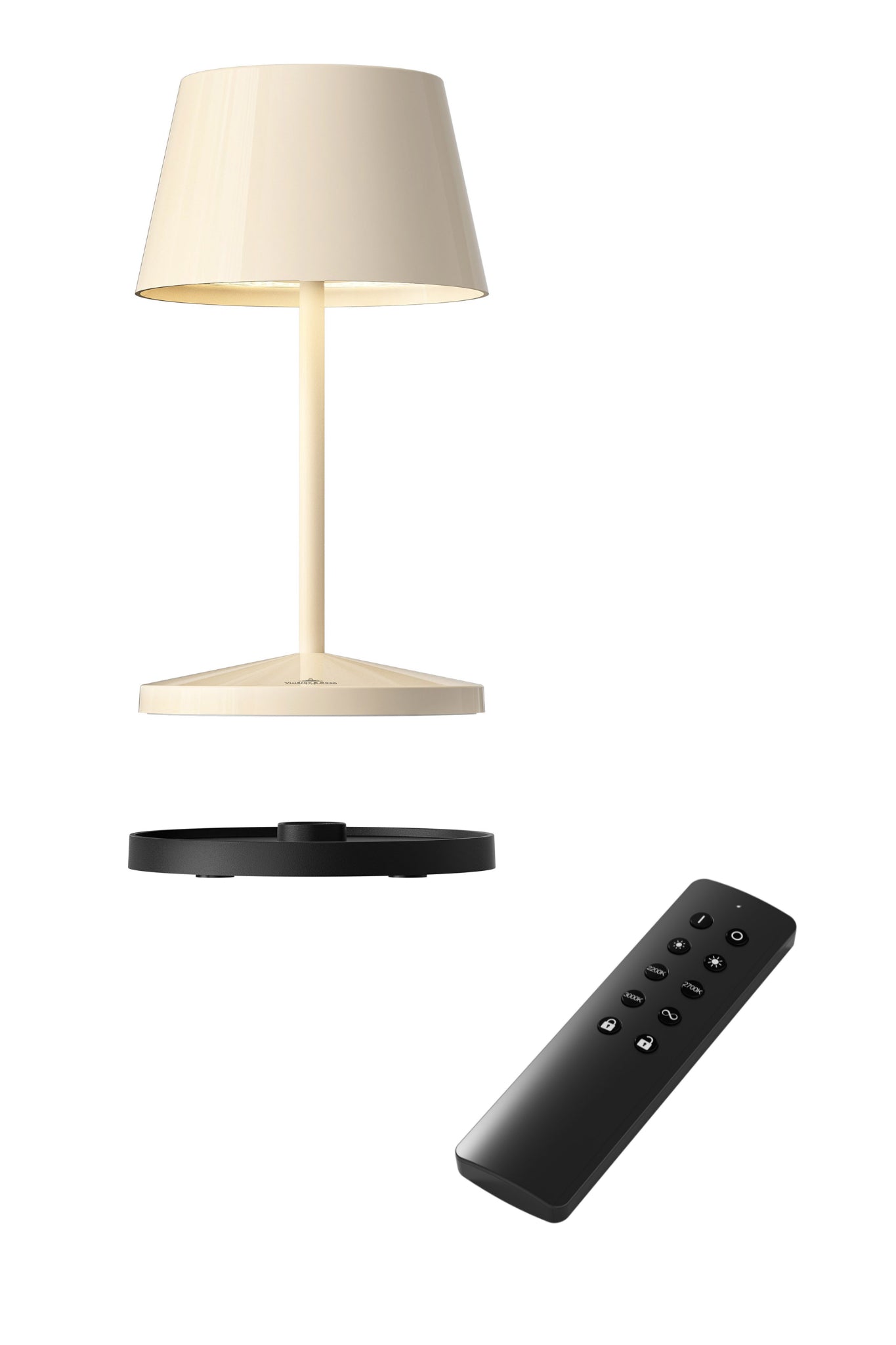 Akku Tischleuchte Seoul RC von Villeroy & Boch, neue Generation, Farbe Elfenbein ceramic, mit Fernbedienung