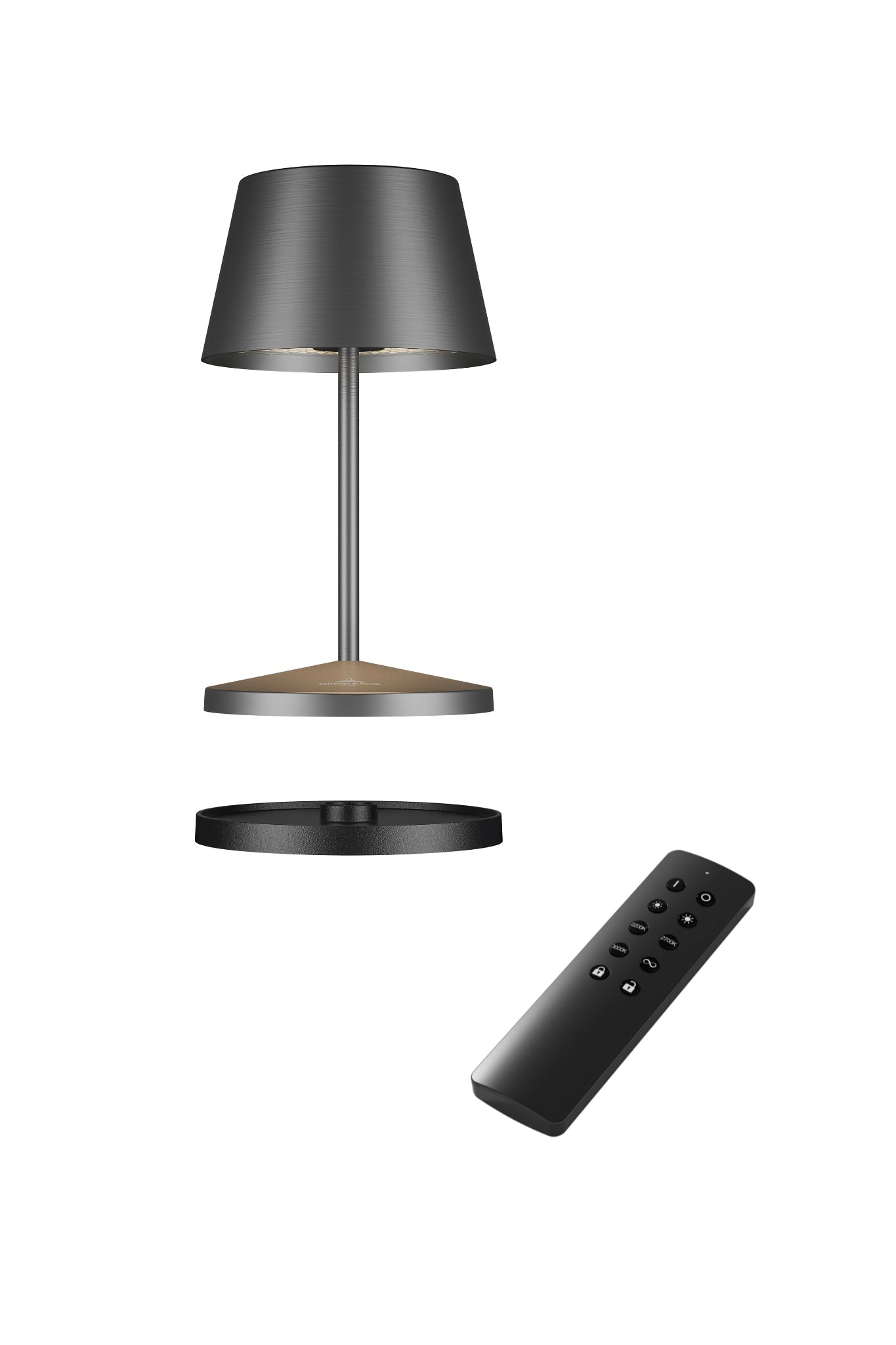 Akku Tischleuchte Seoul RC von Villeroy & Boch, neue Generation, Farbe Graphit gebürstet, mit Fernbedienung