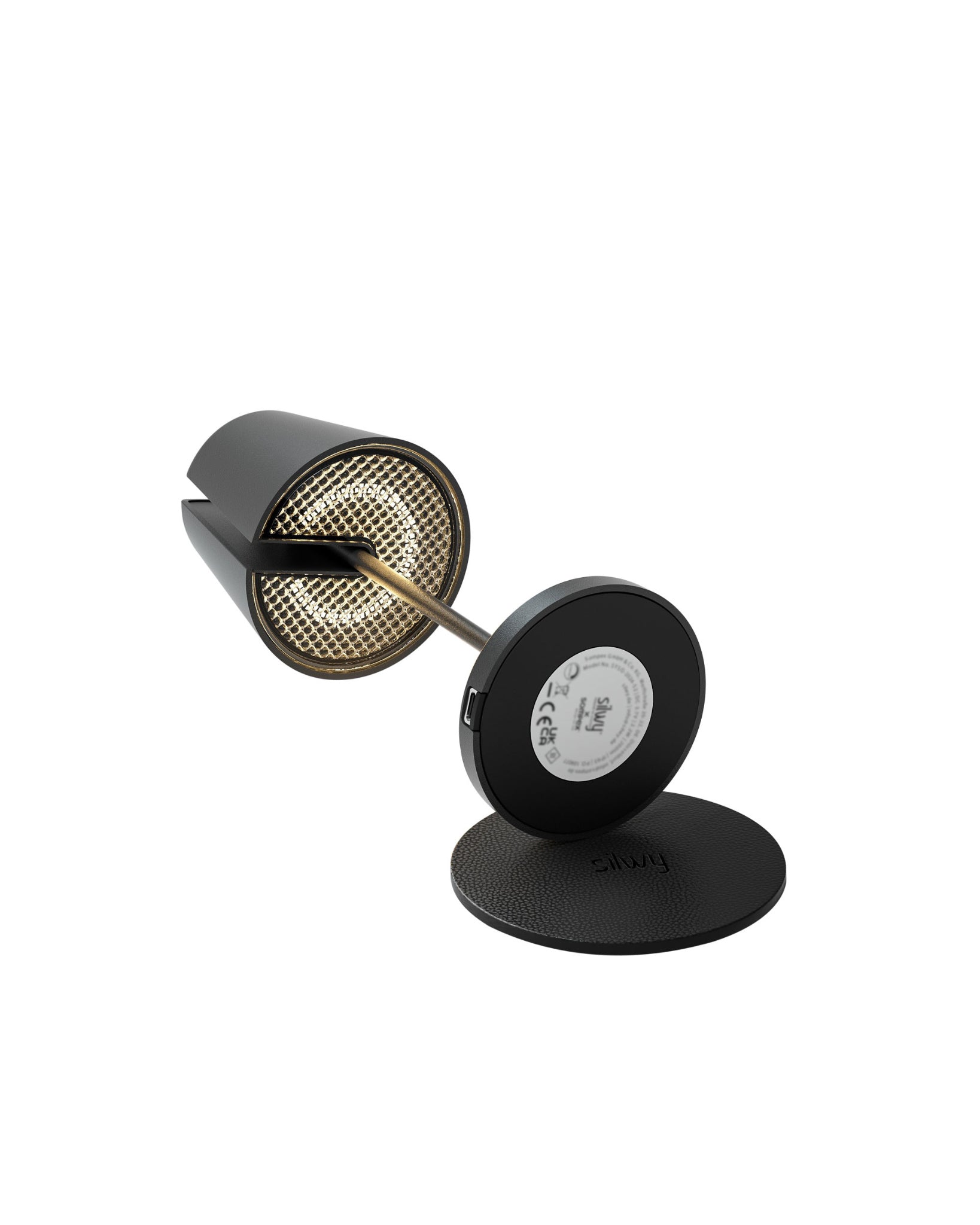 Akku Tischleuchte Portofino von Silwy & Sompex mit Magnetpad in der Farbe Schwarz