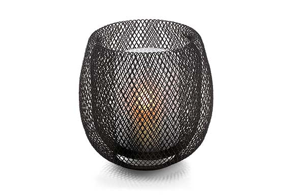 Windlicht Mesh von Philippi, Stahl pulverbeschichtet, Glas matt