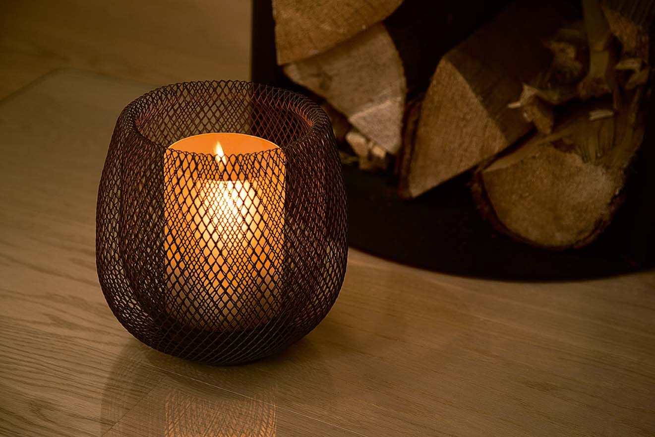 Windlicht Mesh von Philippi, Stahl pulverbeschichtet, Glas matt