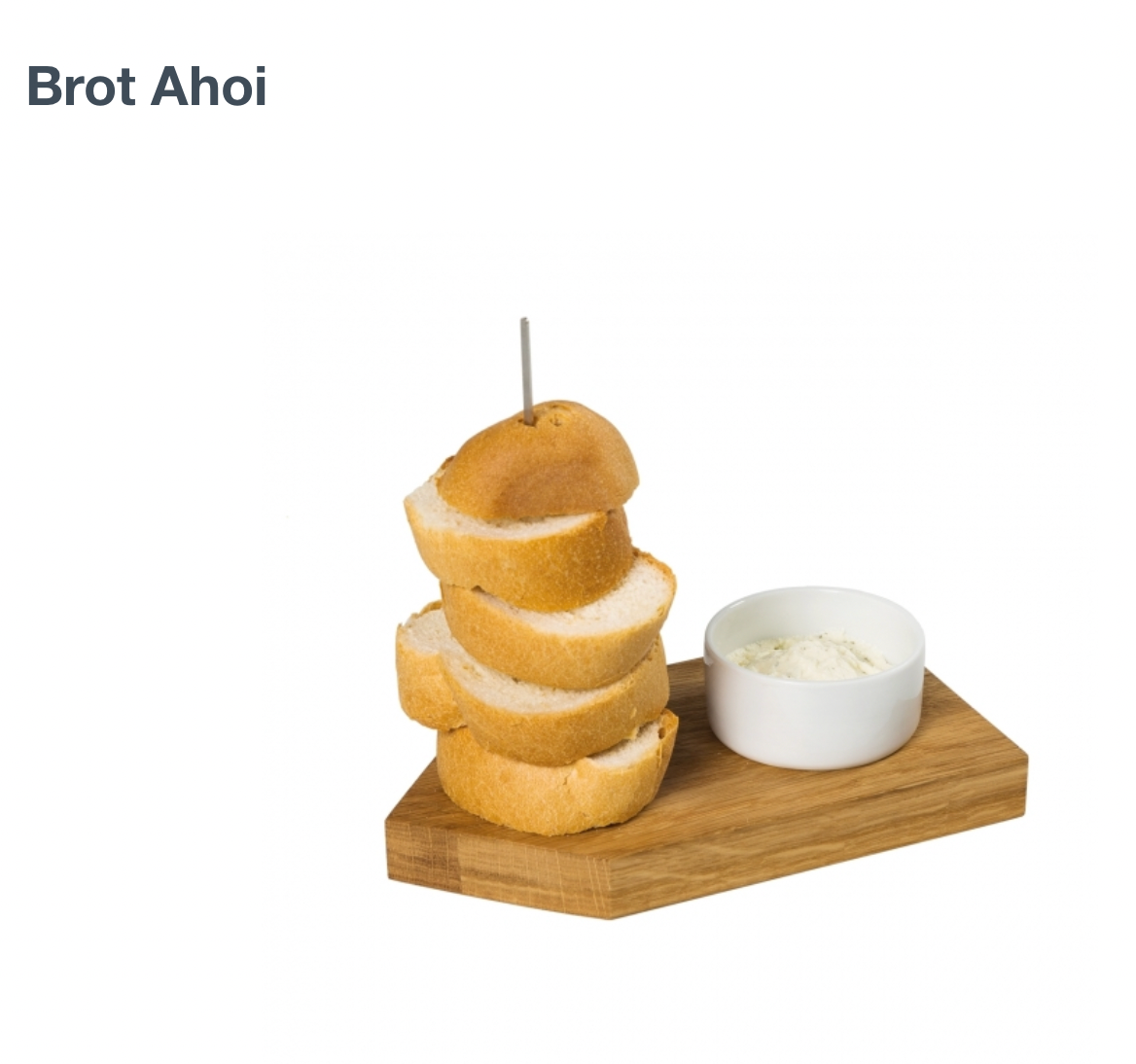 Brot Ahoi von Raumgestalt, Brett aus Eiche mit Spieß für Brot und Porzellanschale