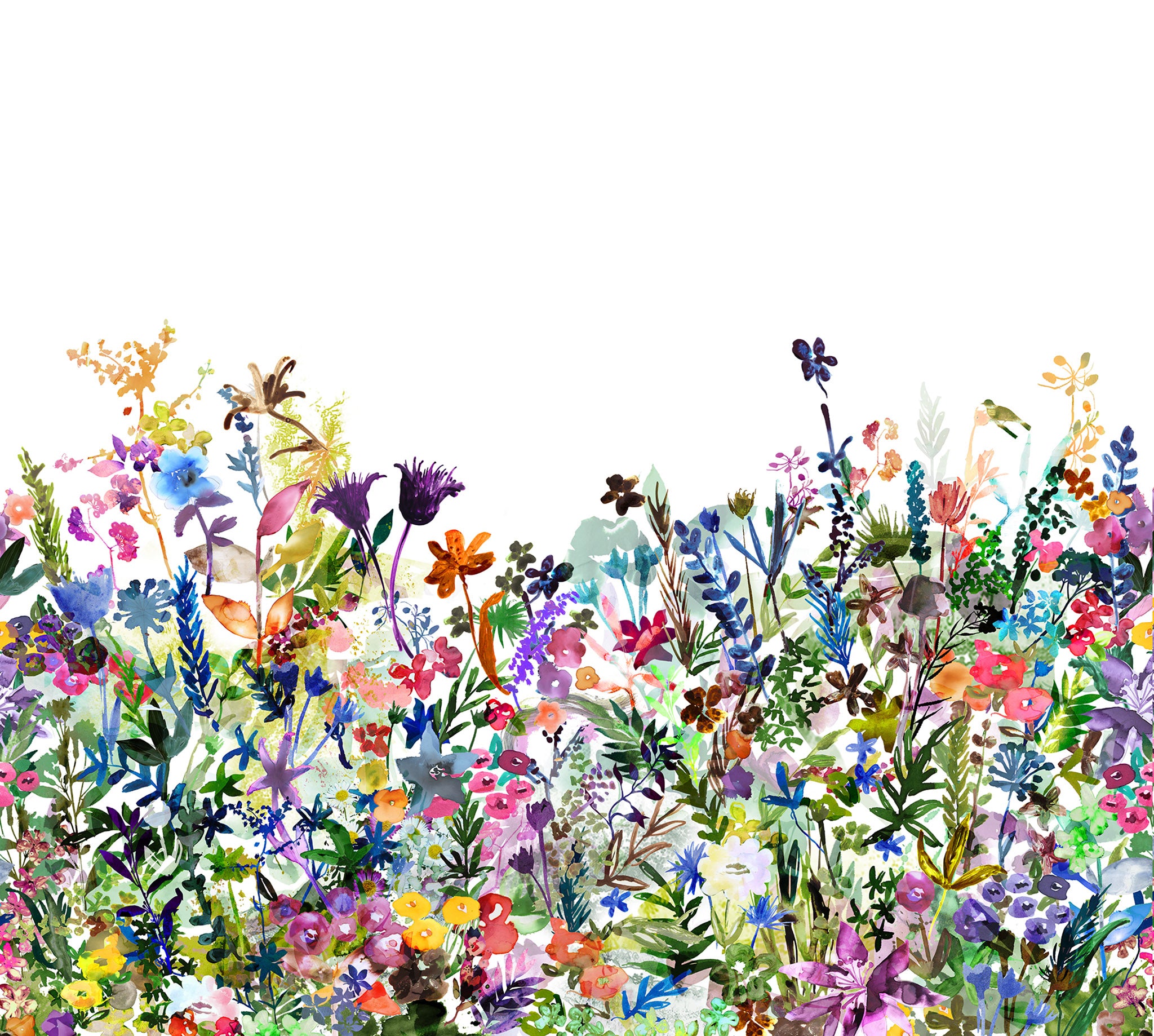 Rebel Walls Tapete May Meadow zeigt eine Blumenwiese in bunten Farben