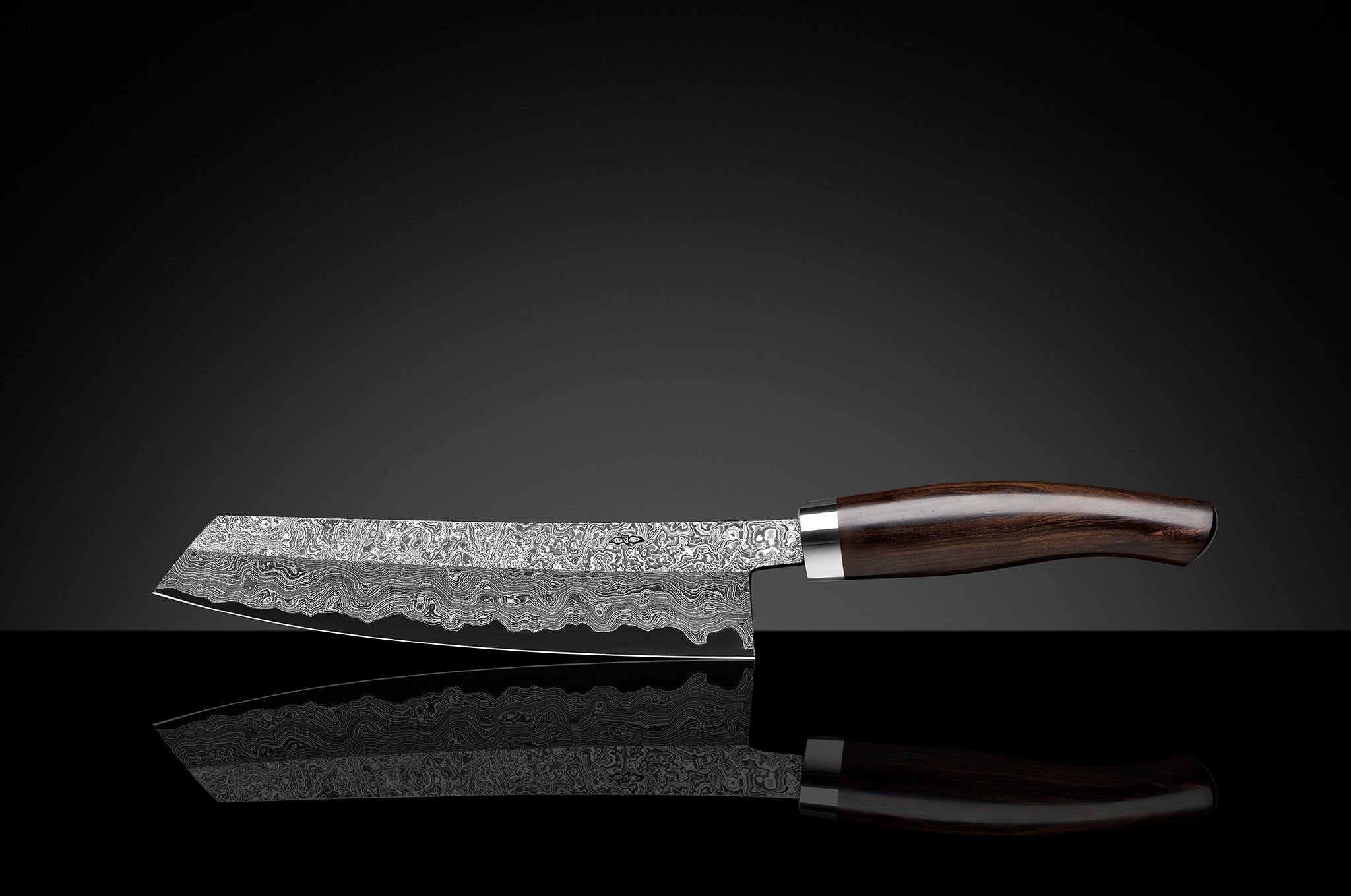 Kochmesser Exklusiv C90 von Nesmuk 180 mm mit Klinge aus handgeschmiedetem wildem Damast
