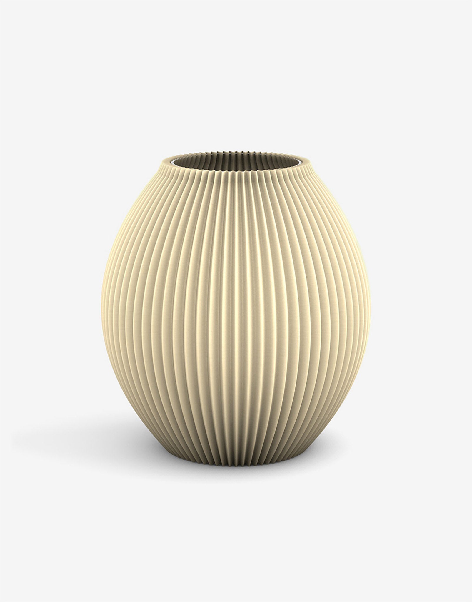 3D Druck Kunststoff Vase Poke von Recozy, Riffel-Optik mit Glaseinsatz, Farbe: Dune Beige, Größe: M