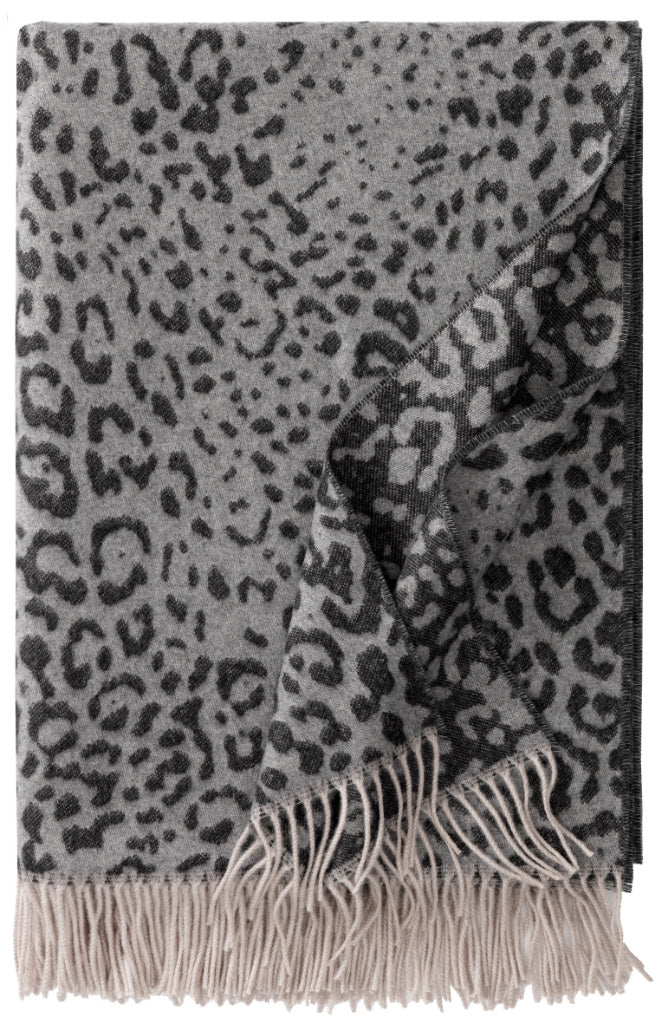 Wolldecke mit Leoprint aus Kaschmir und Merinowolle – Eagle Products Sahara Plaid in den Farben Schwarz und Grau
