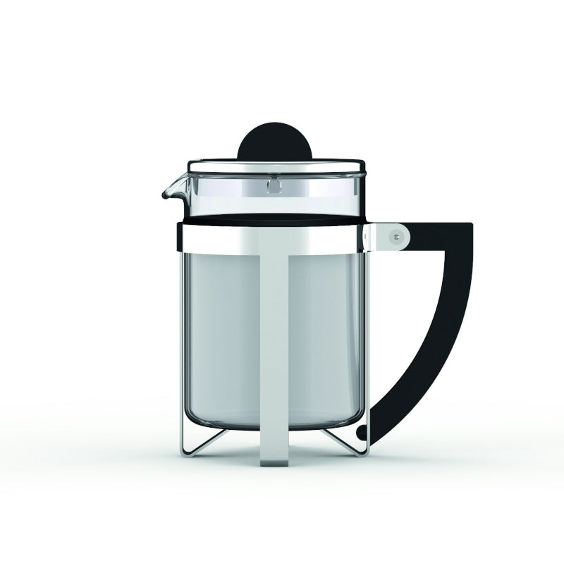 Philippi Milchkännchen Wassily im Bauhausstil aus Glas, Metall und schwarzem Kunststoff