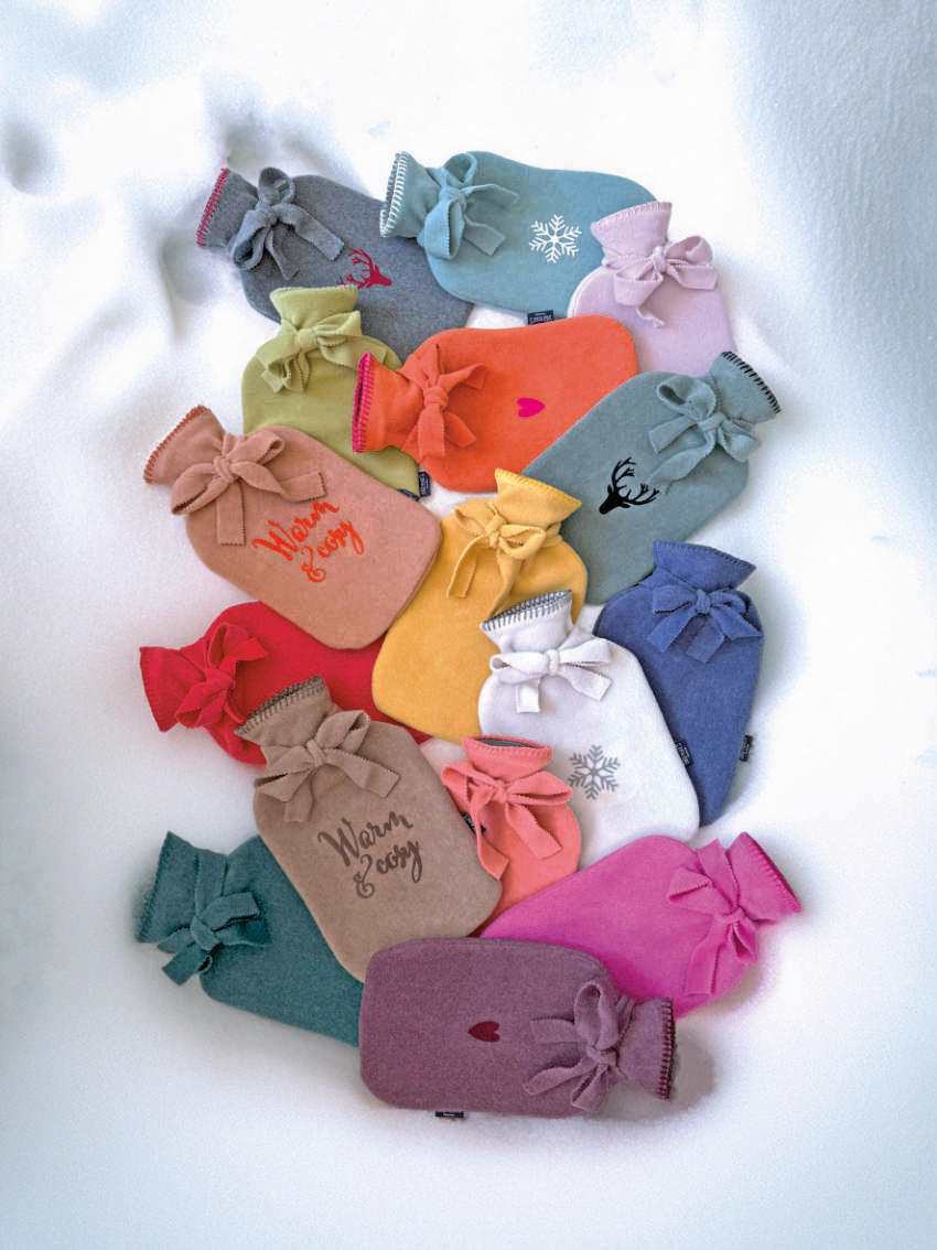 Wärmflaschen Olaf & Elsa von Eagle Products aus kuscheligem Fleece mit verschiedenen Motiven wie Teddy, Schaf und Herz