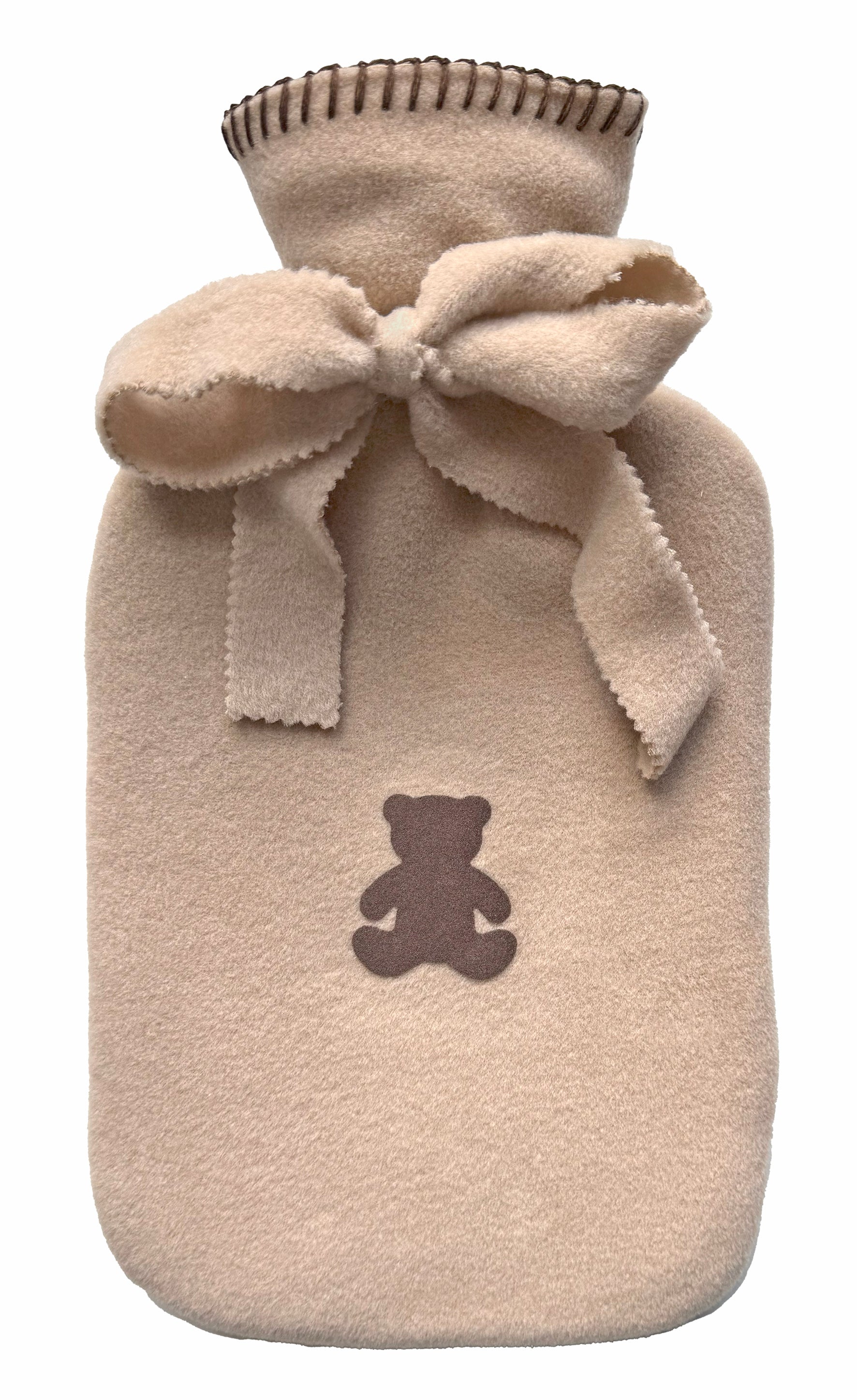 Wärmflasche Elsa von Eagle Products aus kuscheligem Fleece in Camel mit  Teddy in Braun und Schleife