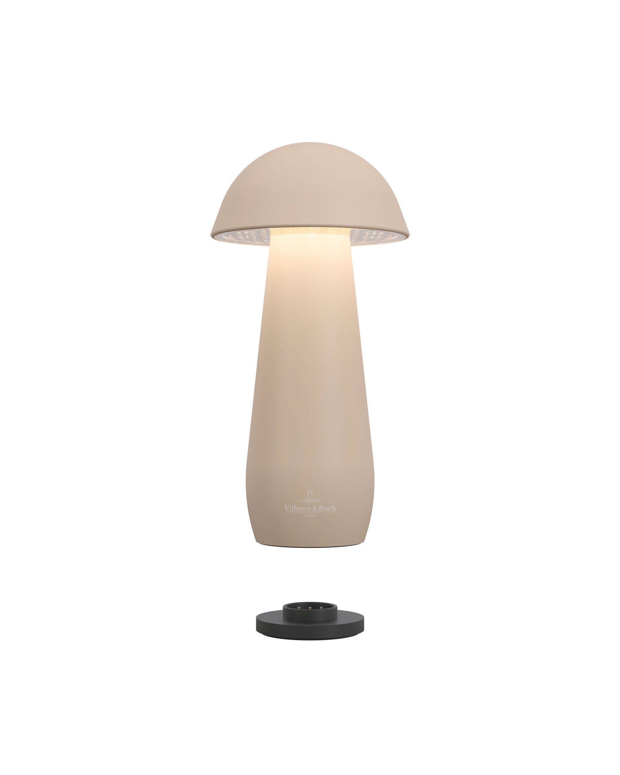 Akku Tischleuchte Modena von Villeroy & Boch mit Dimmfunktion und einstellbarer Lichtfarbe, Größe S, Farbe Sand mit Ladestation