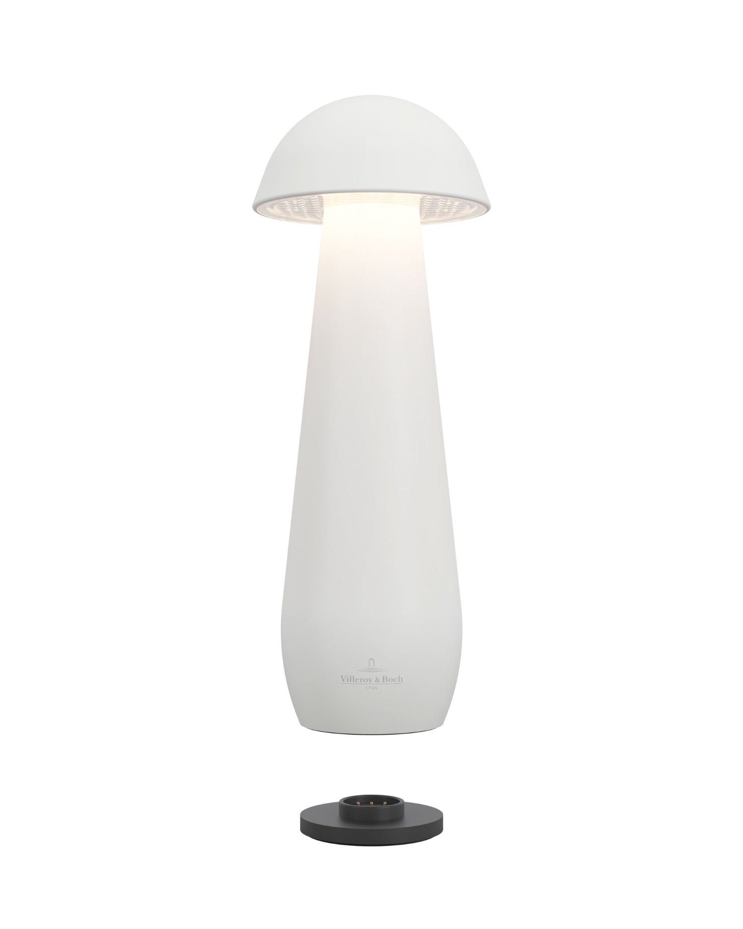 Akku Tischleuchte Modena von Villeroy & Boch mit Dimmfunktion und einstellbarer Lichtfarbe, Größe M, Farbe Weiß mit Ladestation