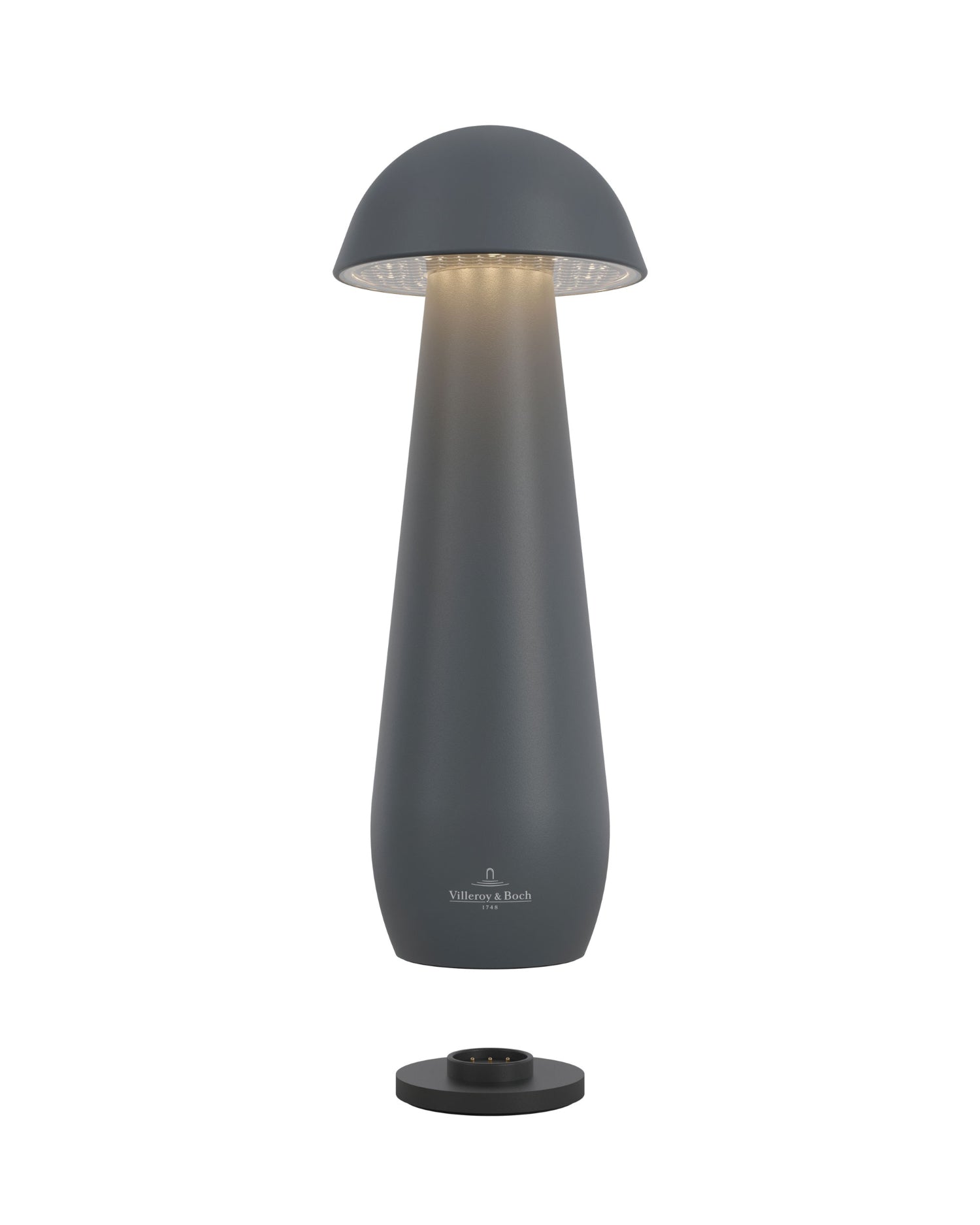 Akku Tischleuchte Modena von Villeroy & Boch mit Dimmfunktion und einstellbarer Lichtfarbe, Größe M, Farbe Anthrazit mit Ladestation