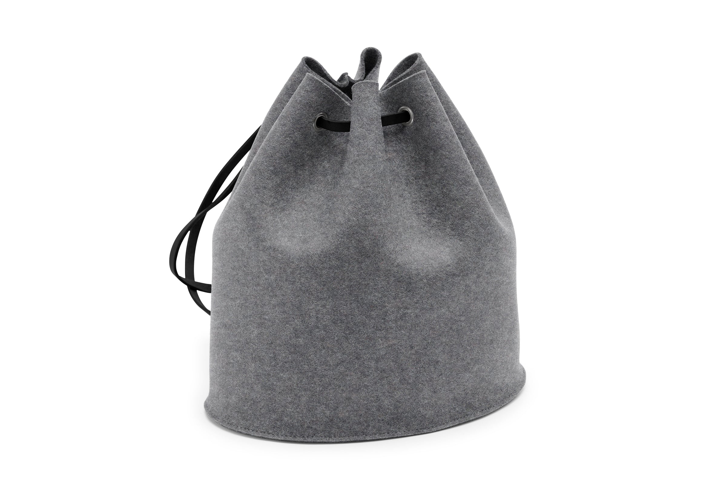 Rucksack Tilda aus Wollfilz von Hey-Sign in der Größe M mit schwarzen Lederriemen, Farbe Anthrazit