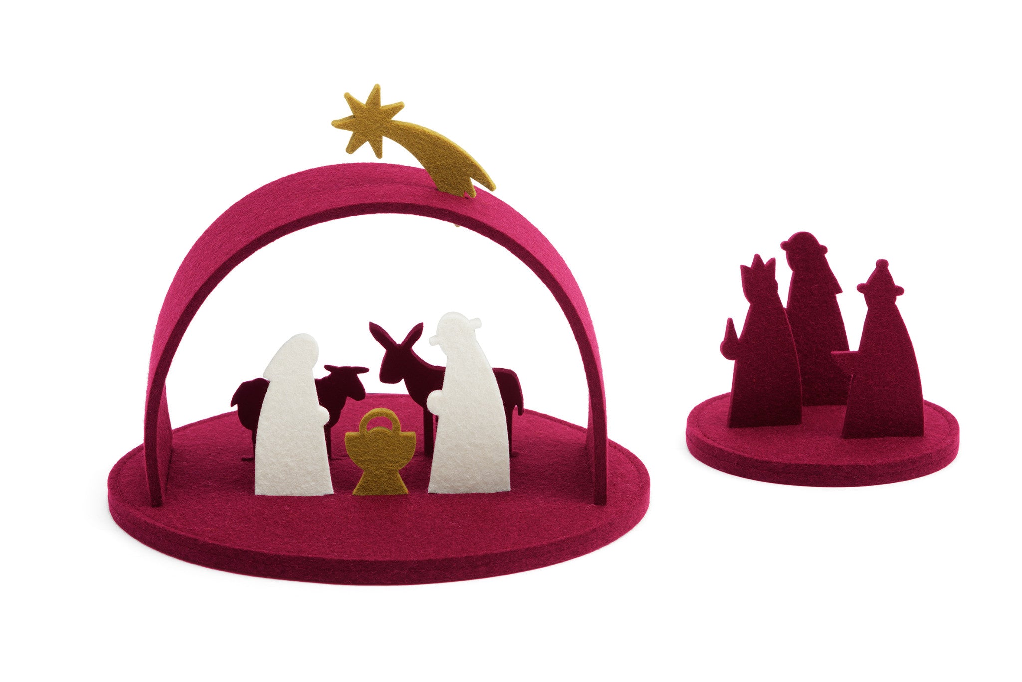 Weihnachtskrippe aus Wollfilz von Hey-Sign in der Farbe Bordeaux