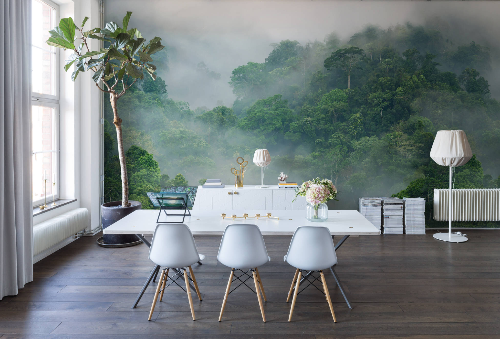 Rebel Walls Tapete Misty Forest im Workspace