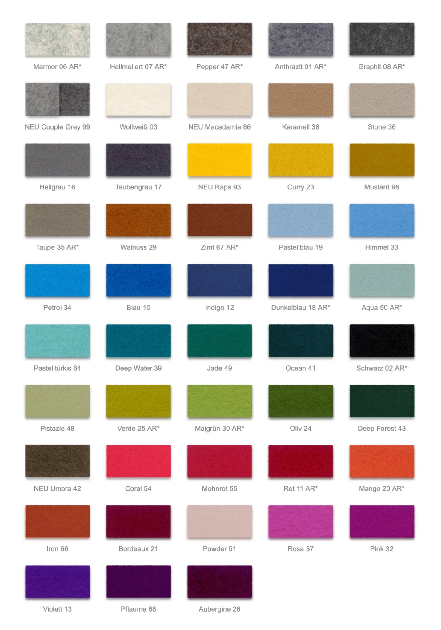 Hey-Sign Filzprodukte | finde die richtige Farbe