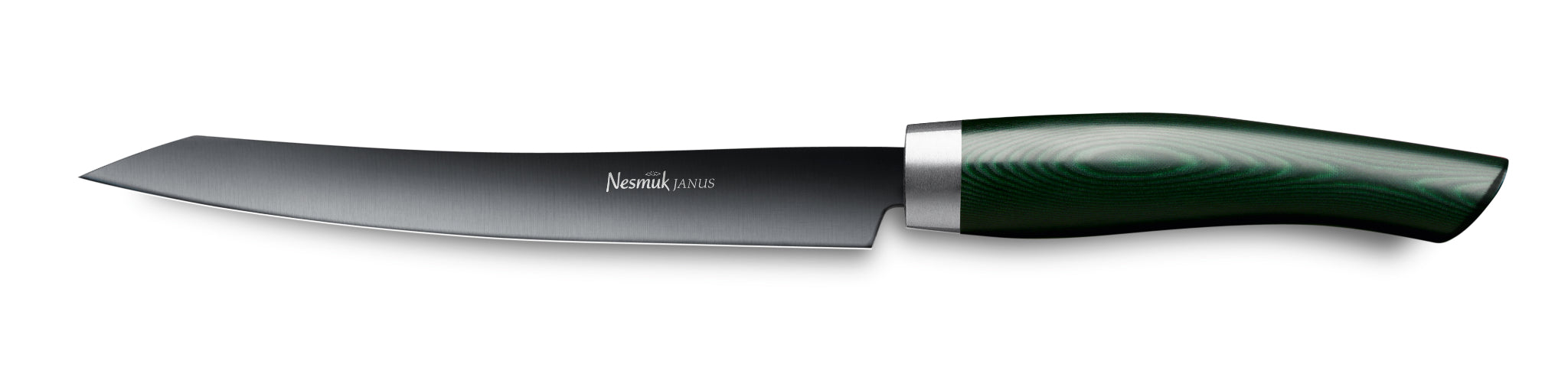 Nesmuk Tranchiermesser Slicer Janus mit 160 mm langer Klinge und Griff aus Hightech Kunststoff Micarta Green