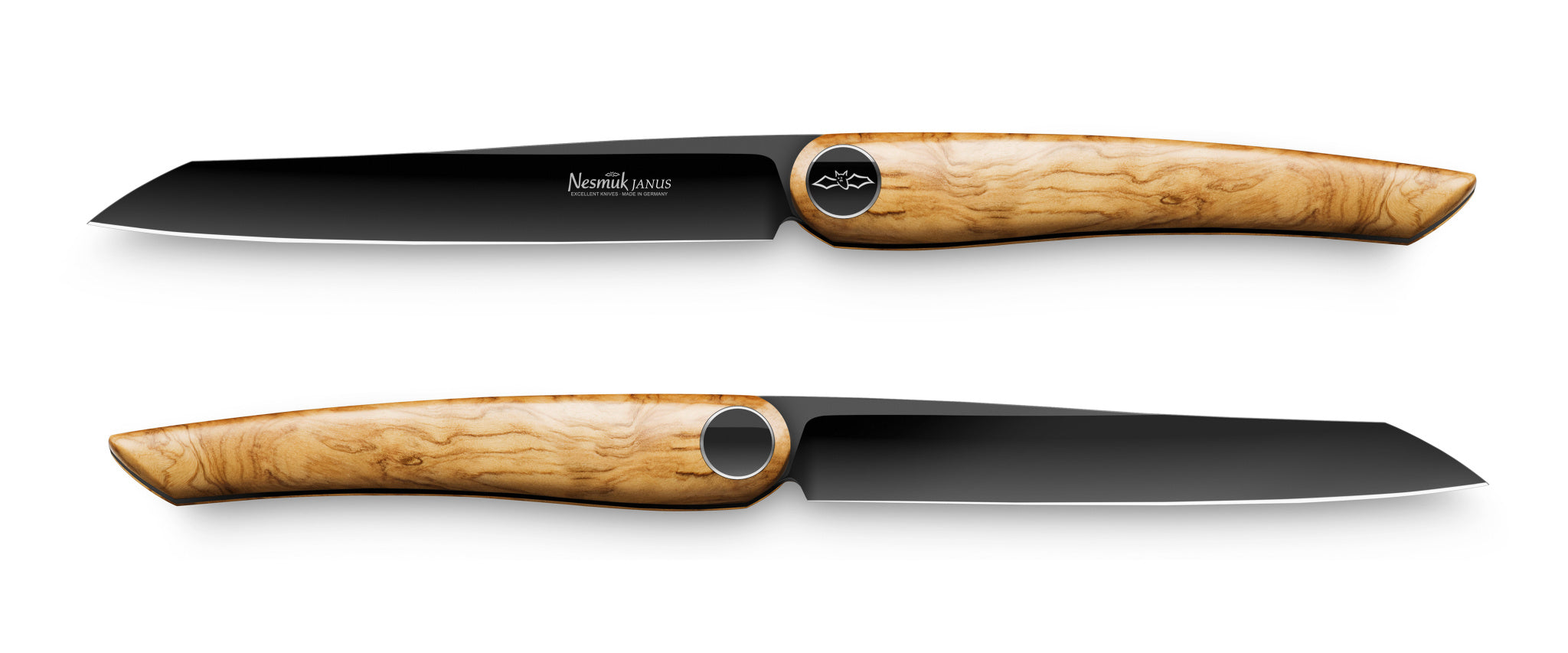 Nesmuk Steakmesser Janus 2-er Set mit Griff in Olive