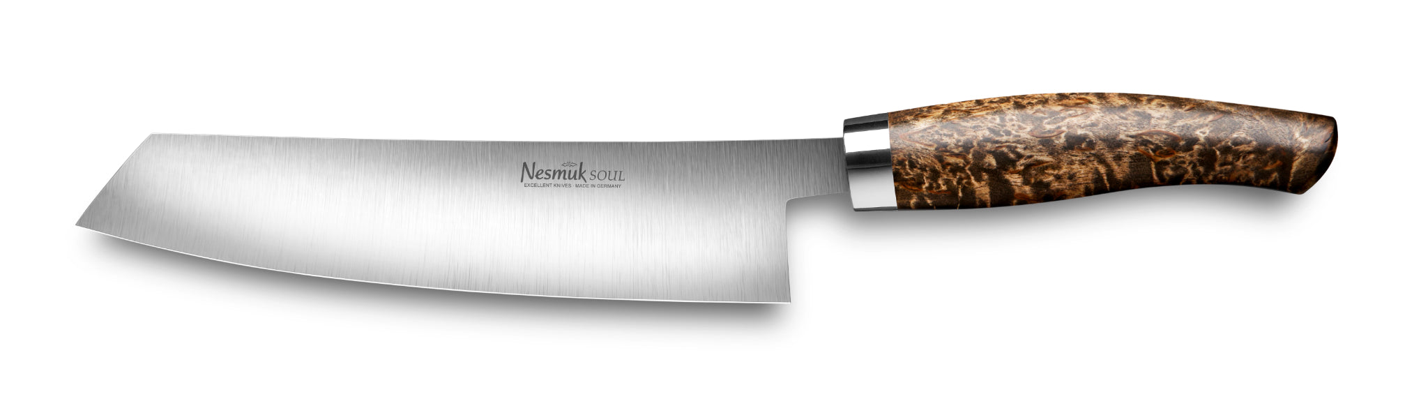 Kochmesser Soul von Nesmuk aus Niobstahl und Griff aus Karelischer Maserbirke