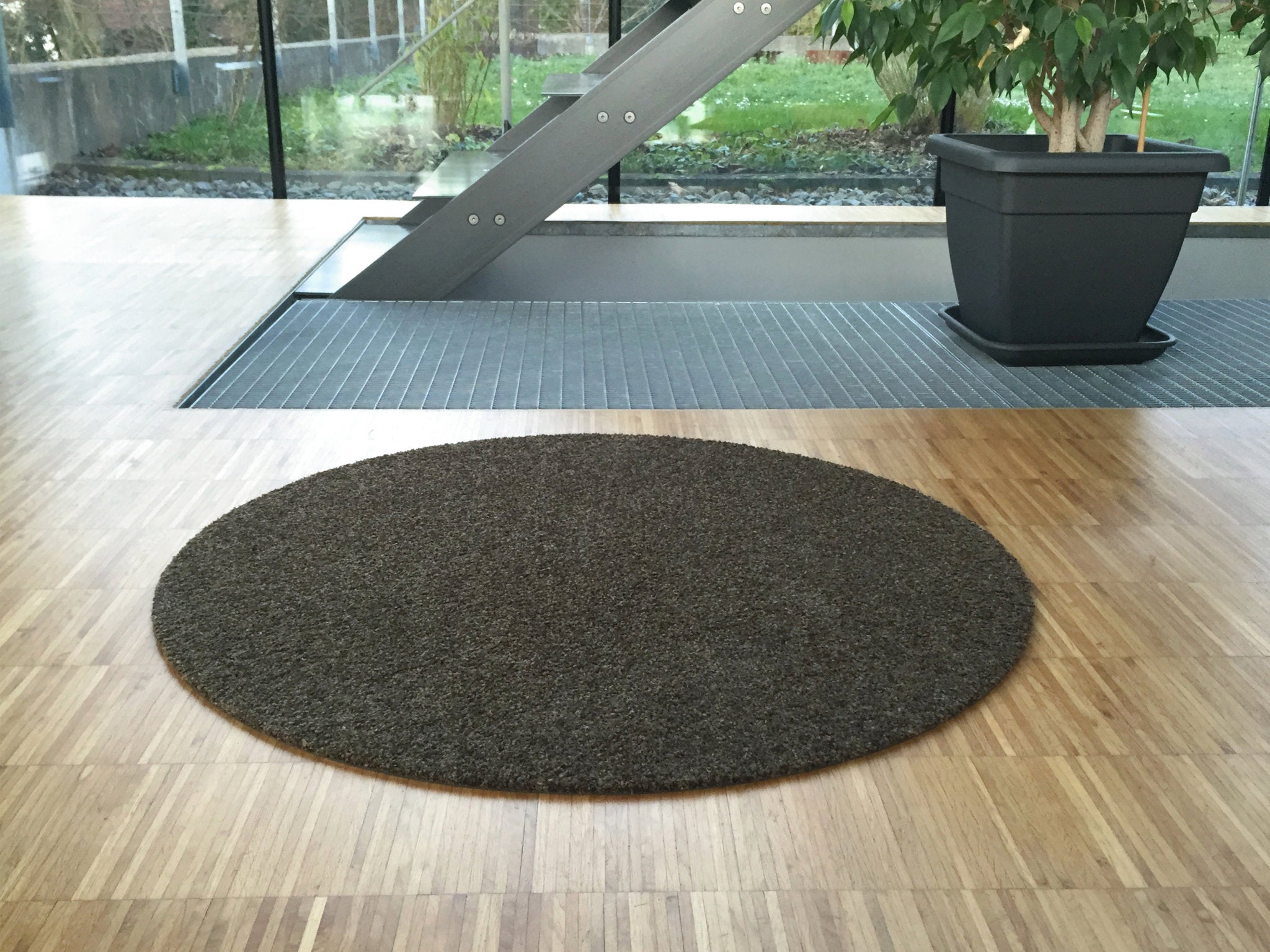 Keilbach runde Fußmatte Point in Teppichoptik, Farbe Dunkelgrau