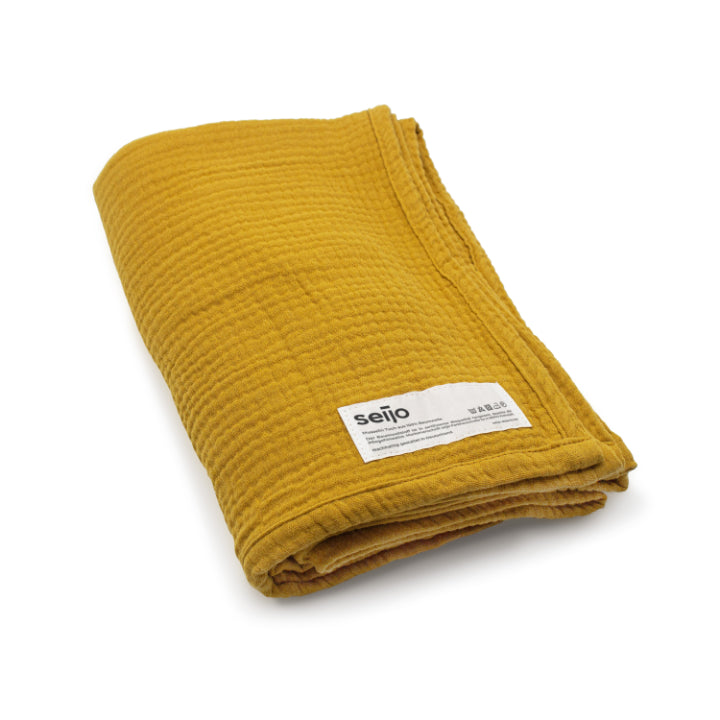 Musselin Tuch aus Bio-Baumwolle von Seijo, Farbe Ocker, Größe M