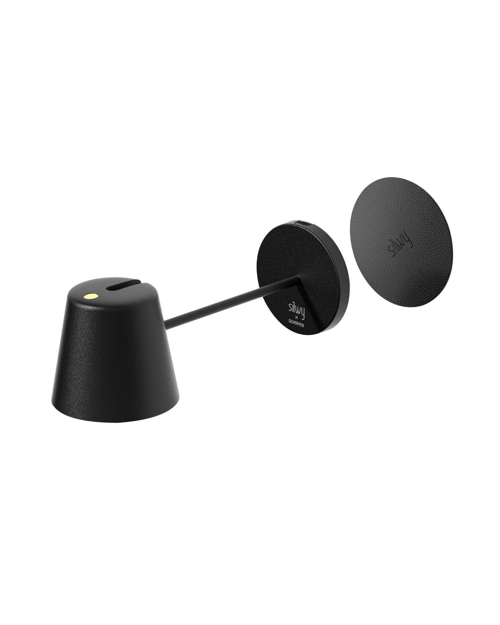 Akku Tischleuchte Portofino von Silwy & Sompex mit Magnetpad in der Farbe Schwarz
