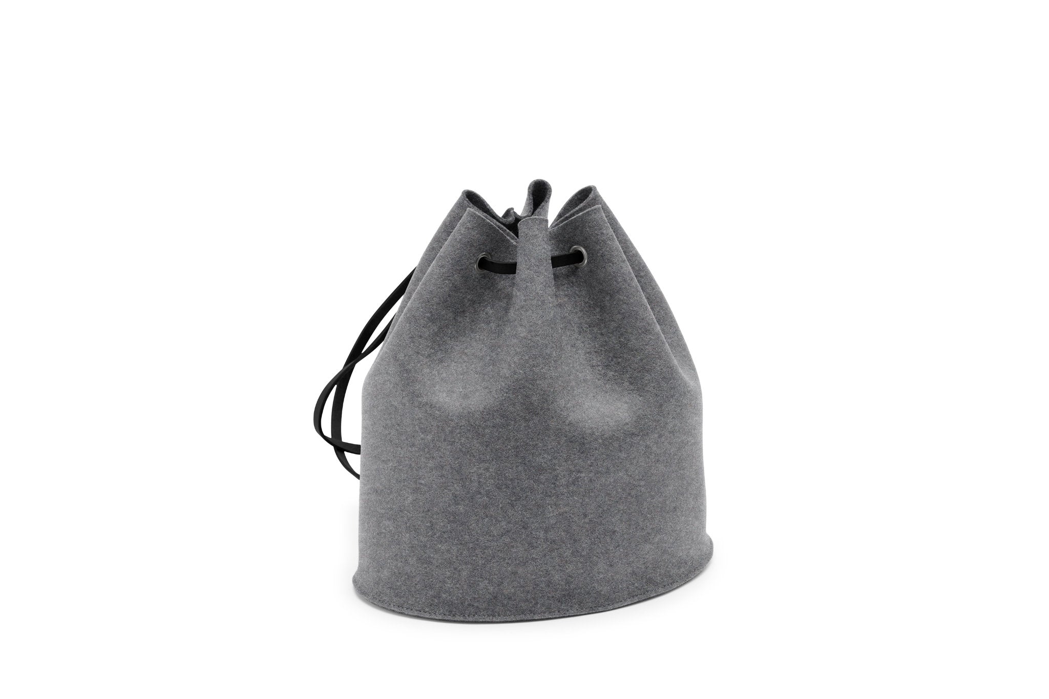 Rucksack Tilda aus Wollfilz von Hey-Sign in der Größe S mit schwarzen Lederriemen, Farbe Anthrazit