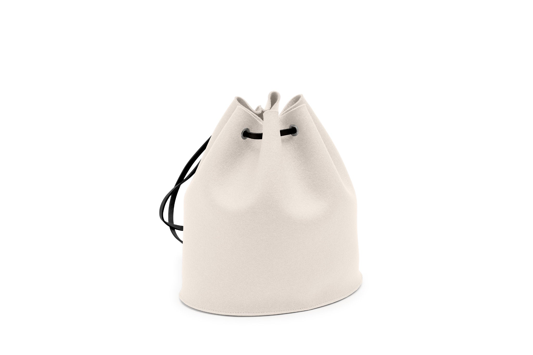 Rucksack Tilda aus Wollfilz von Hey-Sign in der Größe S mit schwarzen Lederriemen, Farbe Wollweiß