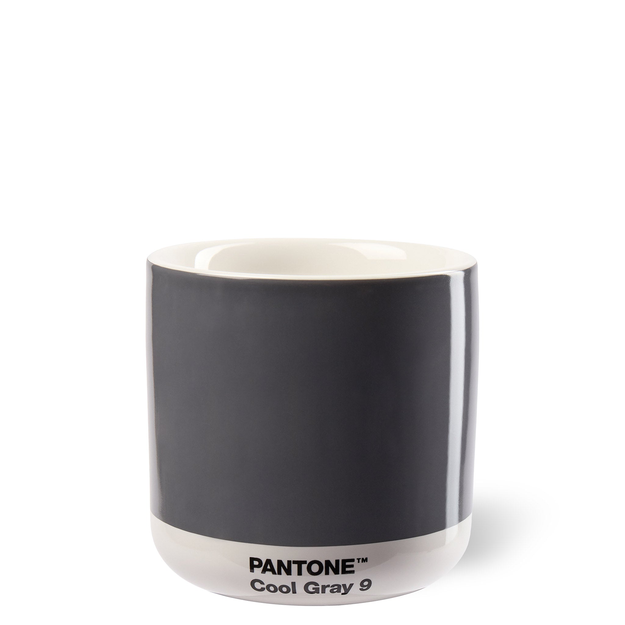 Latte Macchiato Becher aus doppelwandigen Porzellanbechern ohne Henkel in Pantone in der Farbe Cool Gray 9