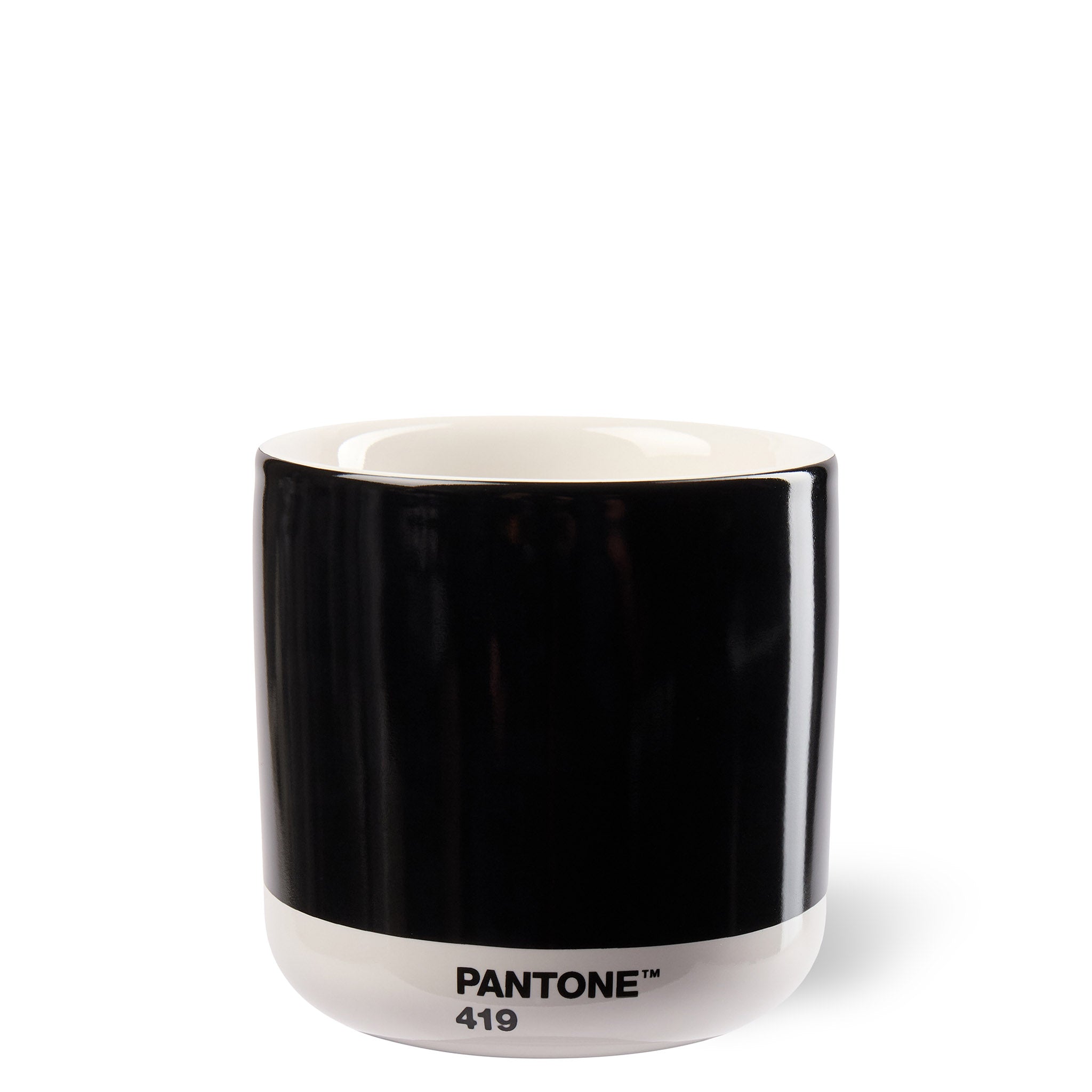 Latte Macchiato Becher aus doppelwandigen Porzellanbechern ohne Henkel in Pantone in der Farbe Black 419