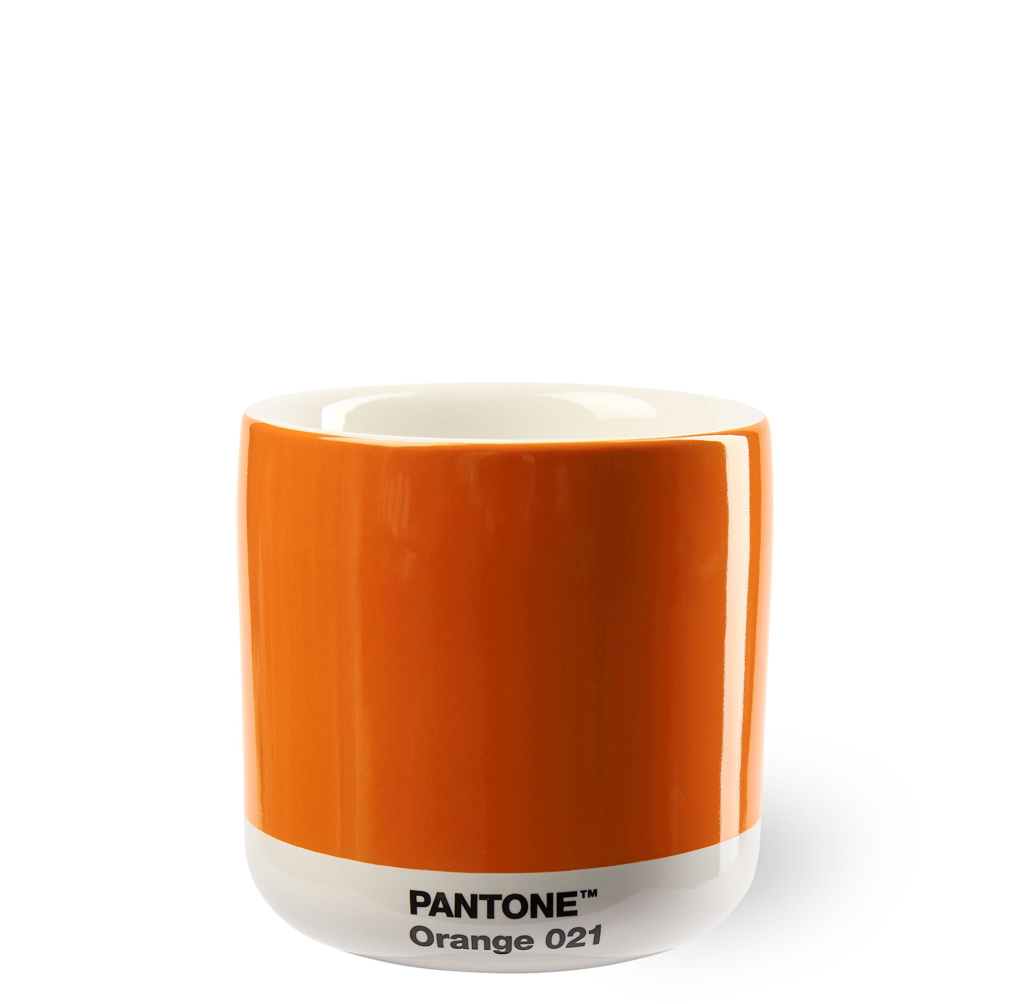 Latte Macchiato Becher aus doppelwandigen Porzellanbechern ohne Henkel in Pantone in der Farbe Orange 021
