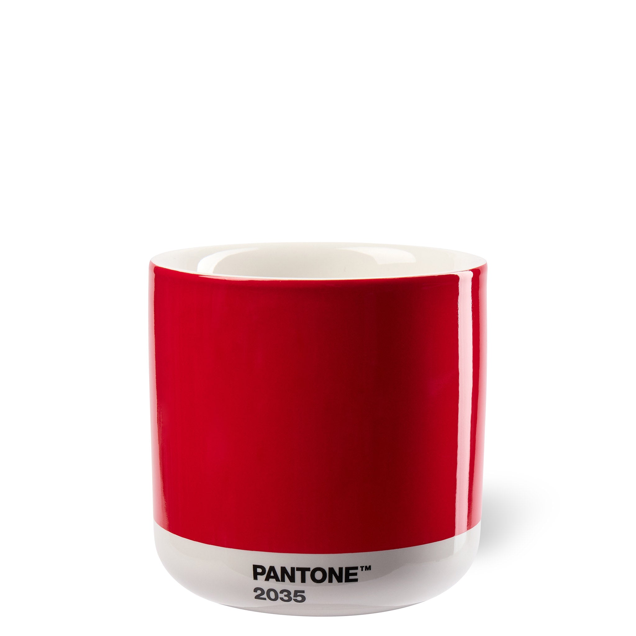 Latte Macchiato Becher aus doppelwandigen Porzellanbechern ohne Henkel in Pantone in der Farbe Red 2035