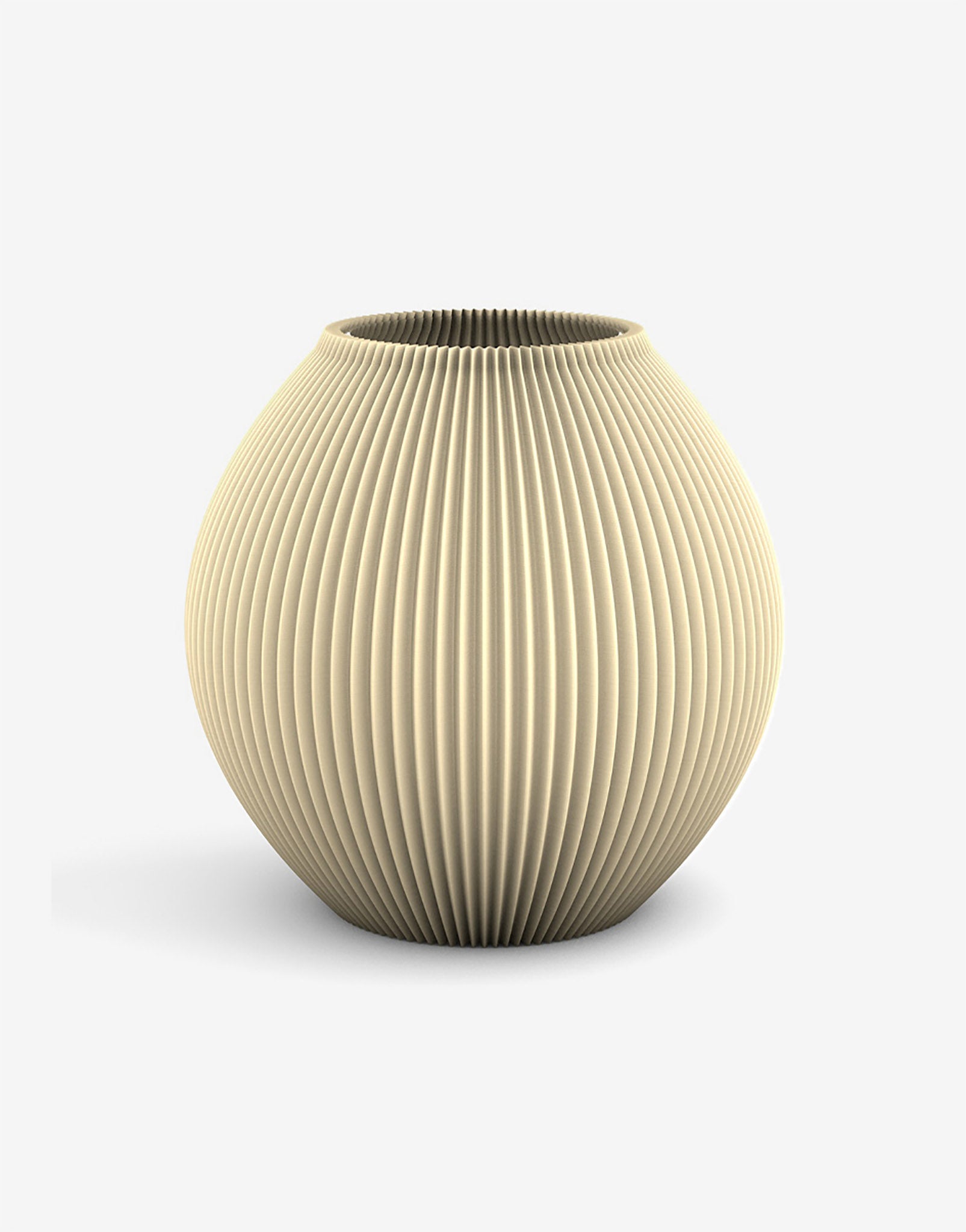 3D Druck Kunststoff Vase Poke von Recozy, Riffel-Optik mit Glaseinsatz, Farbe: Dune Beige, Größe: L