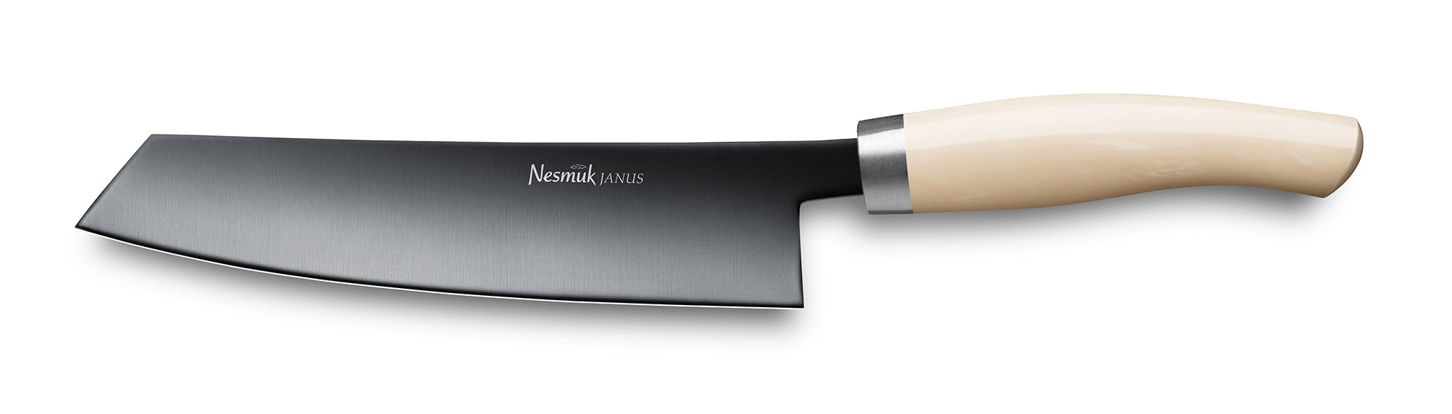 Kochmesser Janus von Nesmuk mit schwarzer Klinge und Griff aus Hightech Kunststoff Juma Ivory