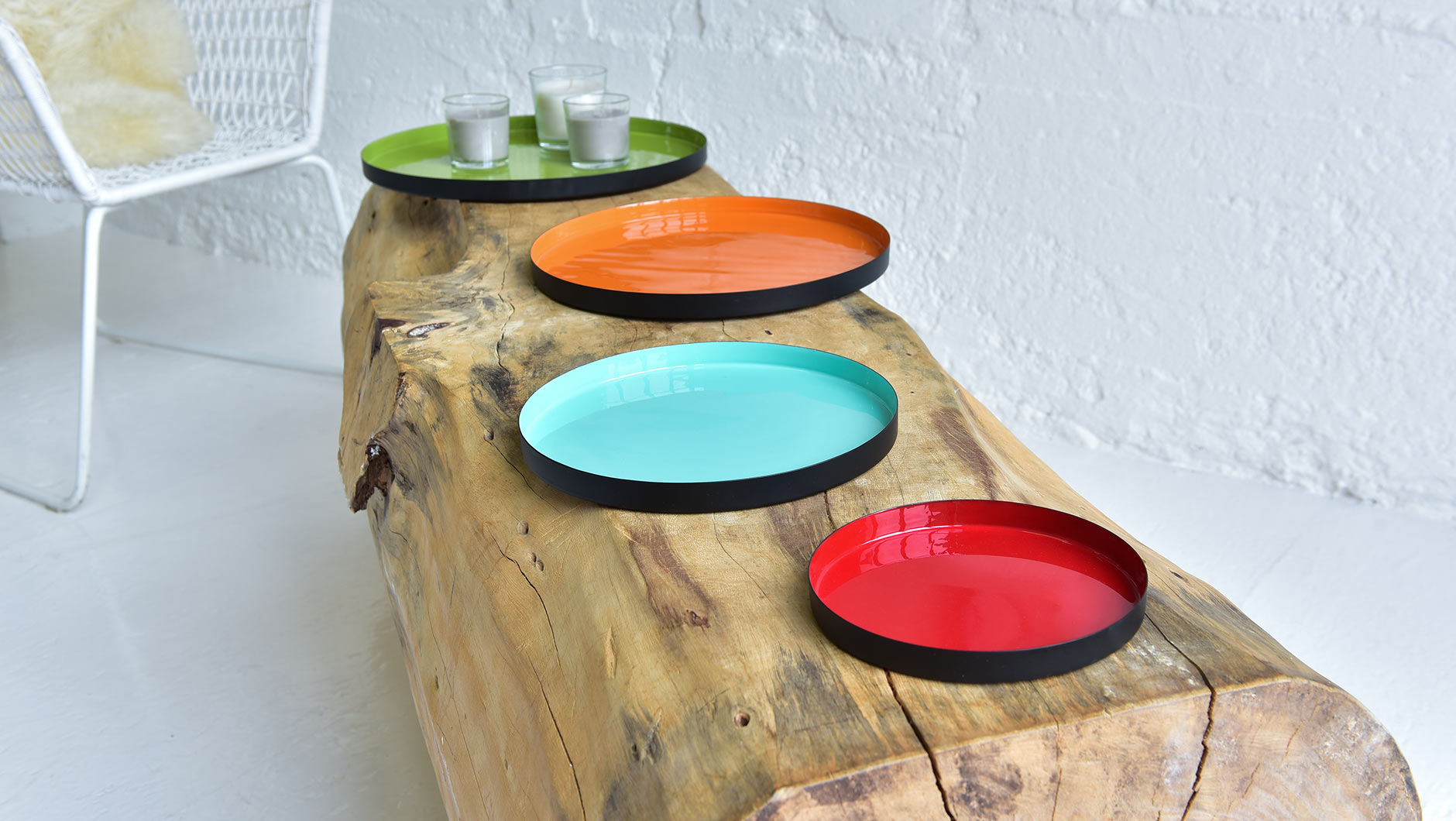 Tablett-Set Enzo von Remember, Metall emailliert