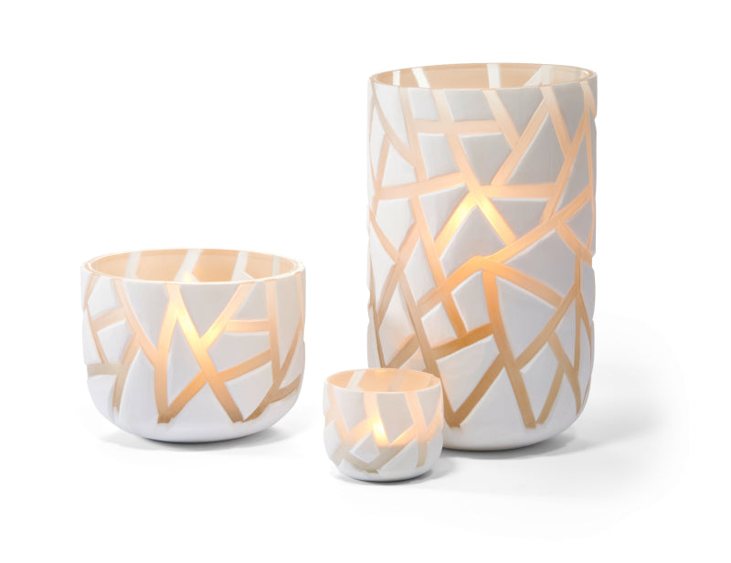 Teelichthalter und Windlichter Val von Philippi aus weißem Überfangglas