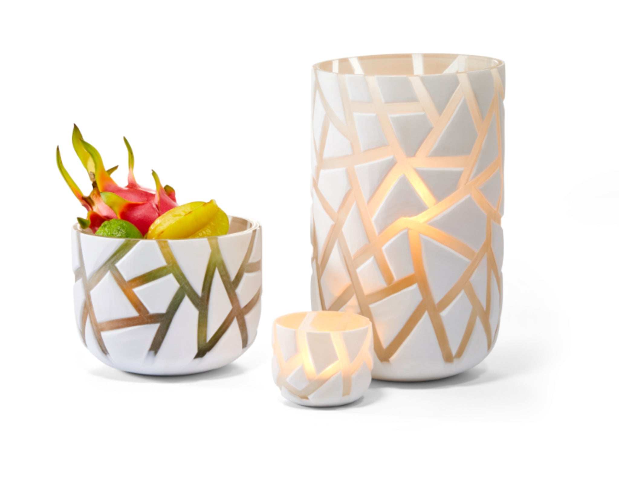 Teelichthalter und Windlichter Val von Philippi aus weißem Überfangglas