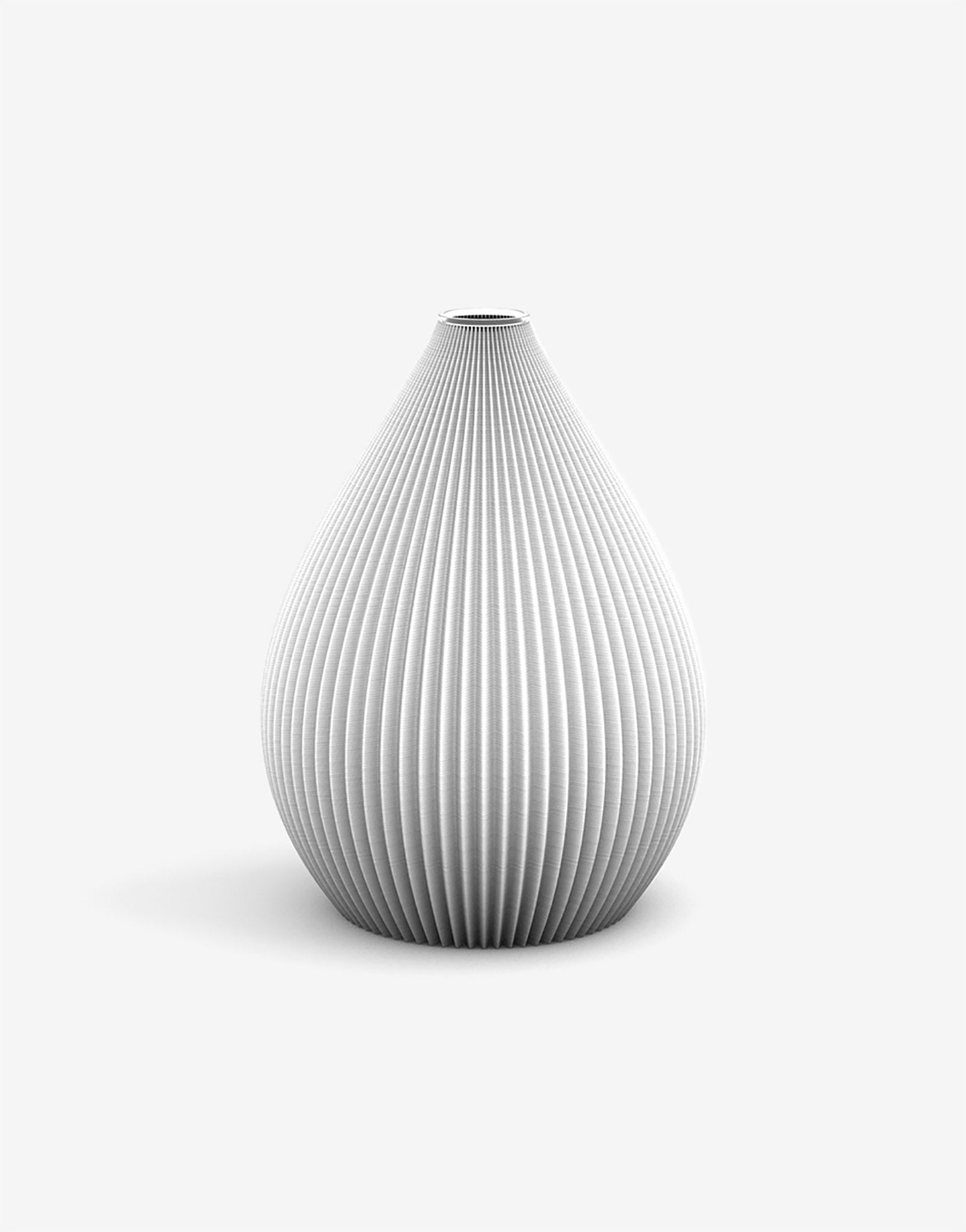 Ovale 3D Druck Kunststoff Vase Balloon von Recozy mit Glaseinsatz, Farbe: Arctic White, Größe: S